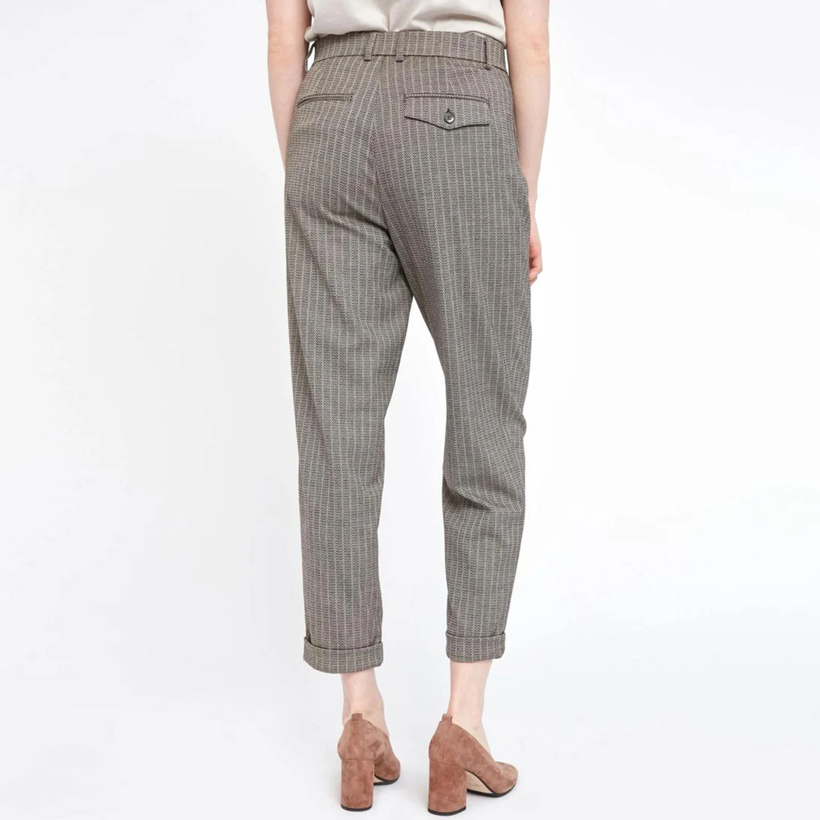 Malou FV 754 Trousers brown sand herringbone - Image 3