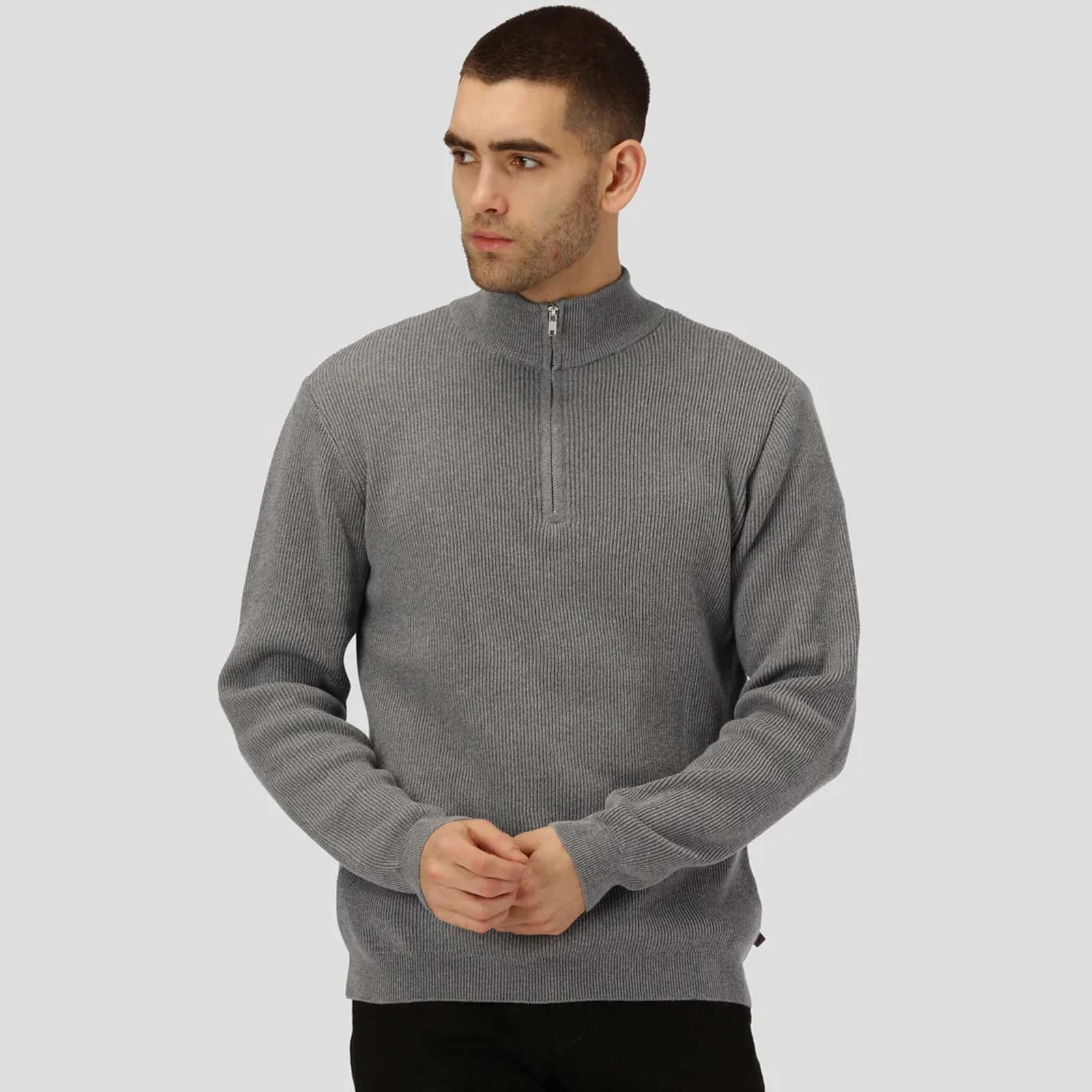 Mario Half Zip Jumper light grey mel