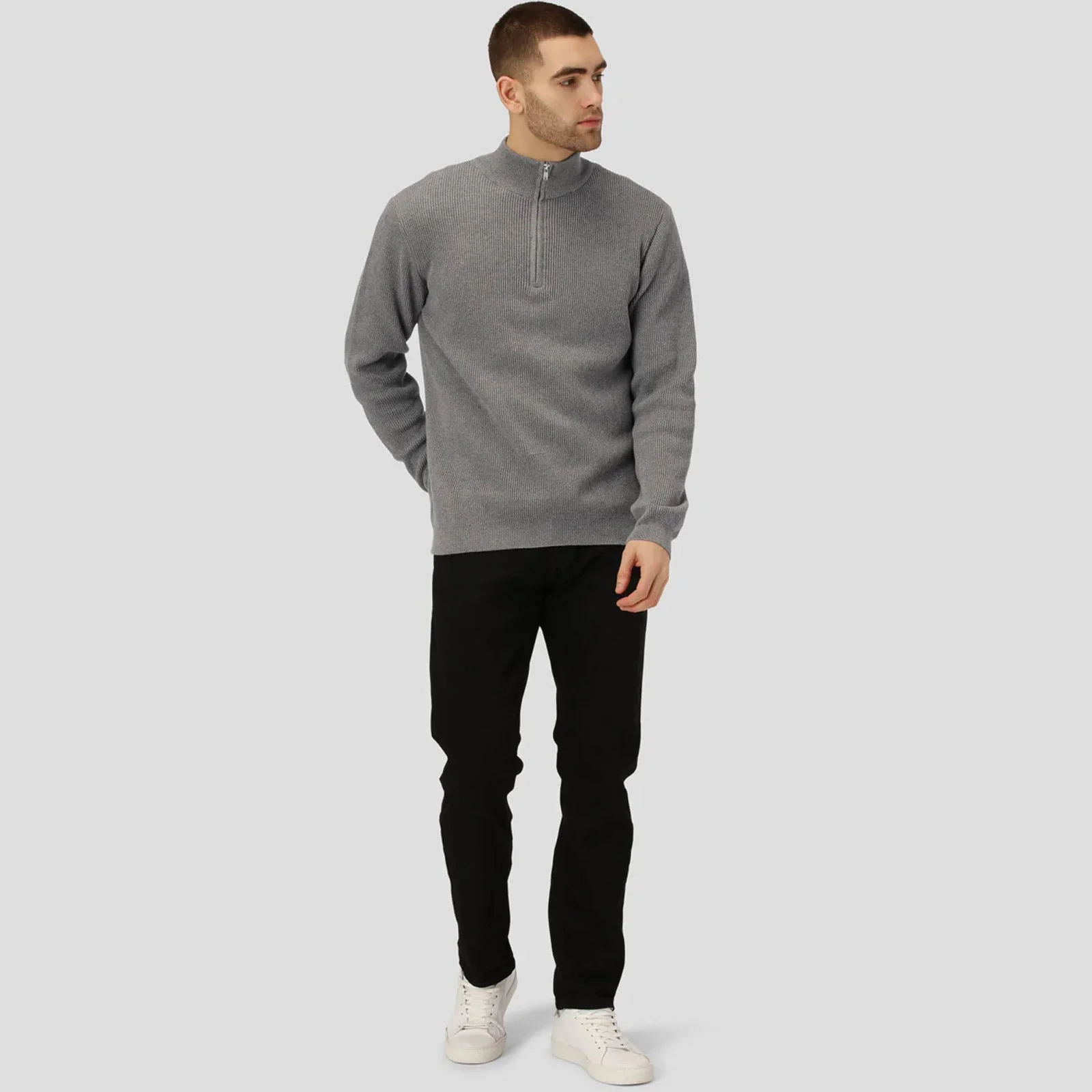 Mario Half Zip Jumper light grey mel - Image 3