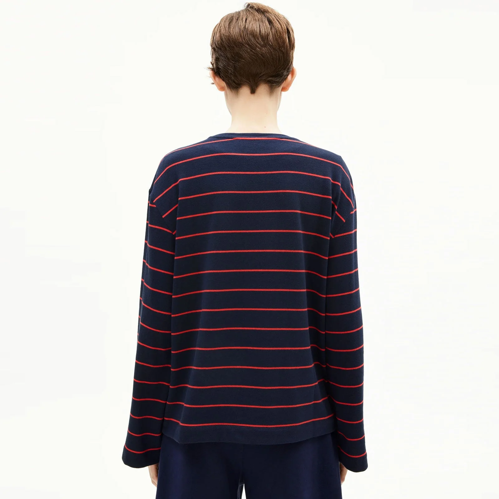 Marynaa Fine Stripe Jumper tinted navy/candy apple - Image 2
