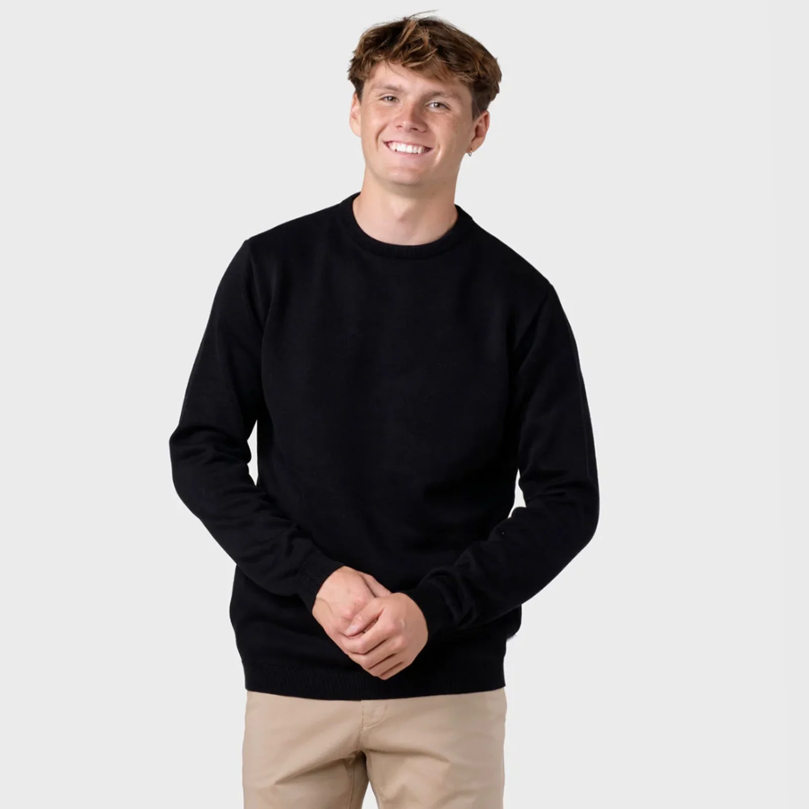 Mens Basic Cotton Knit Jumper black