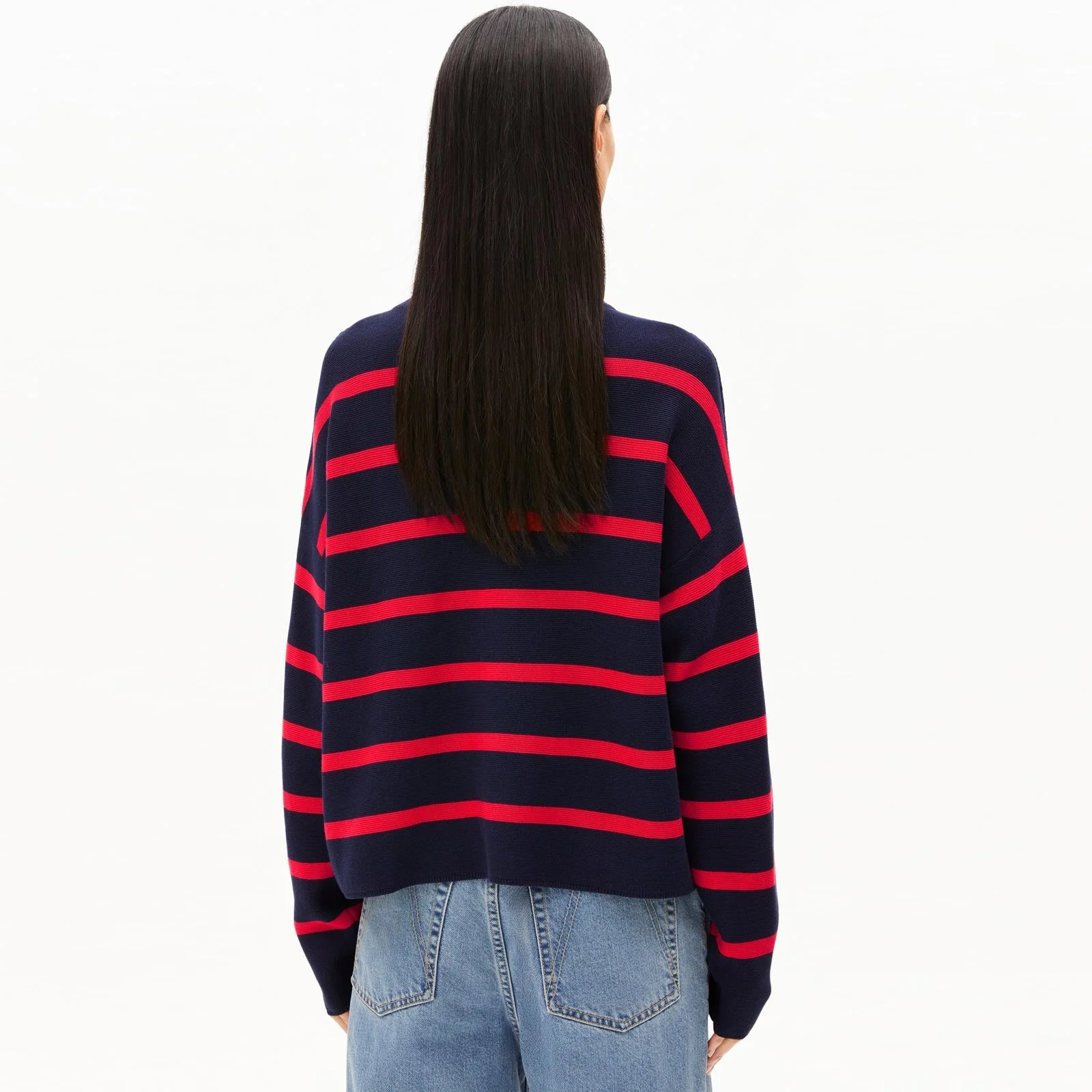 Merinaa Stripes Jumper tinted navy/candy apple - Image 2
