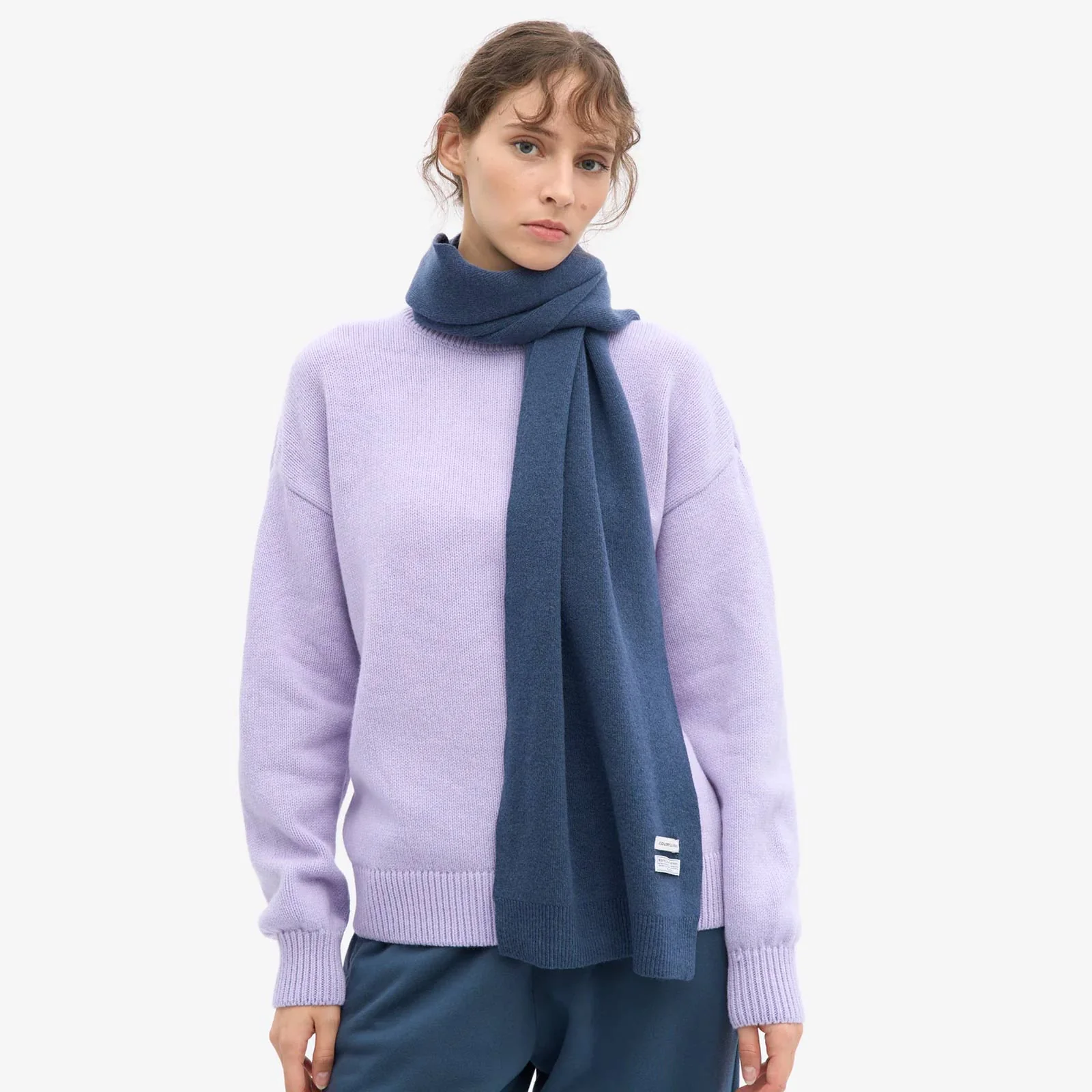 Merino Wool Scarf petrol blue - Image 3