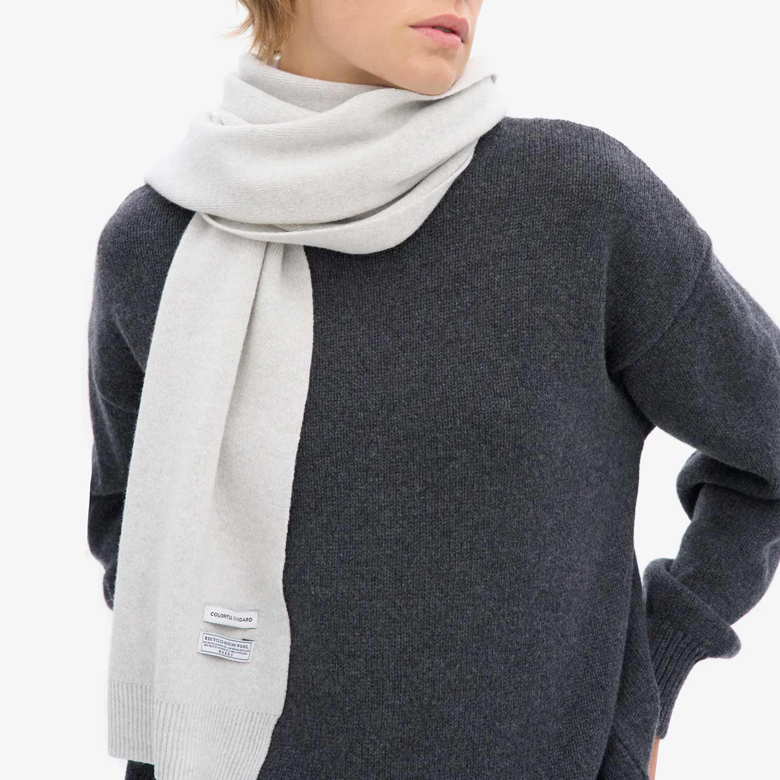 Merino Wool Scarf snow melange - Image 3