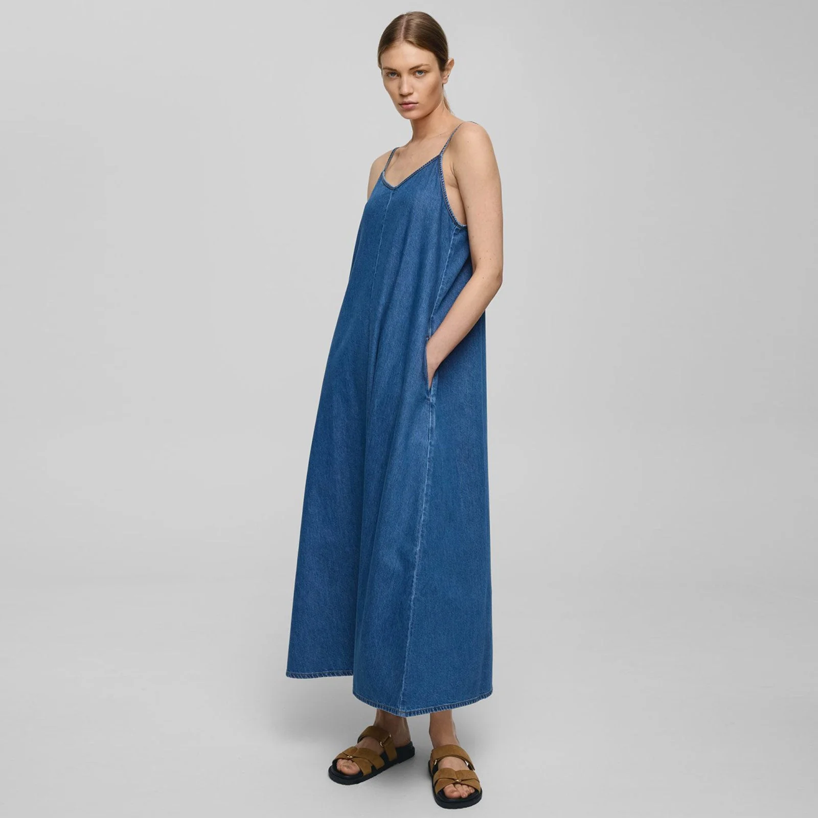 MSCHJolene Elena Strap Dress mid blue wash