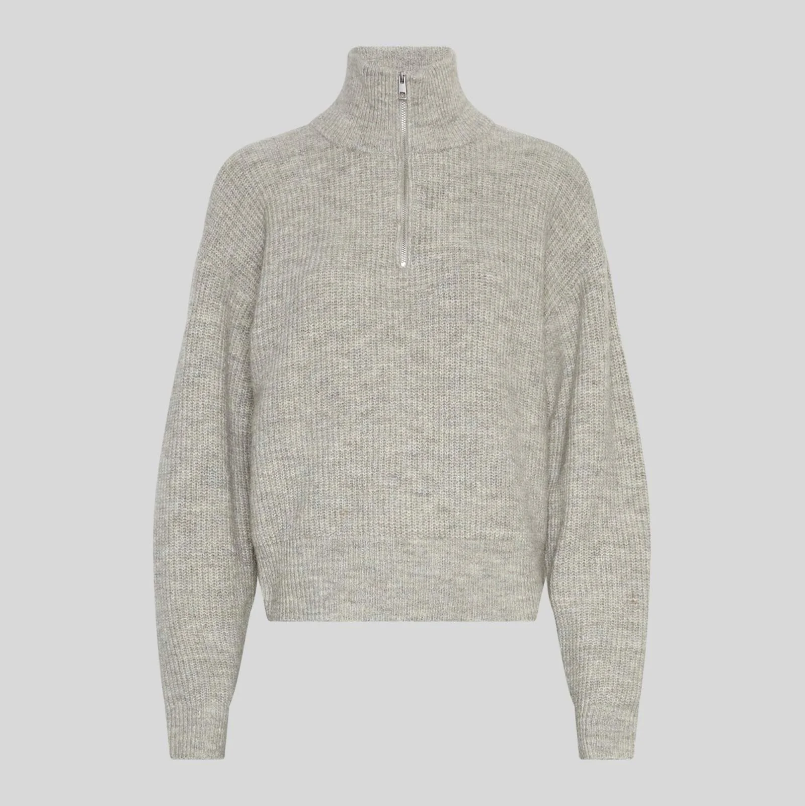 MSCHMeilani Gytta M Zip Pullover warm light grey melange - Image 3