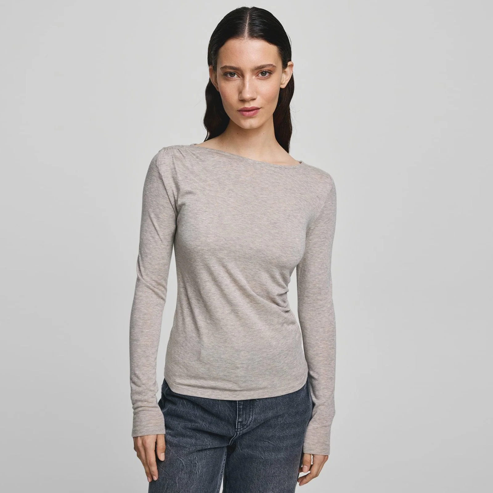 MSCHMelisse B Top warm light grey melange