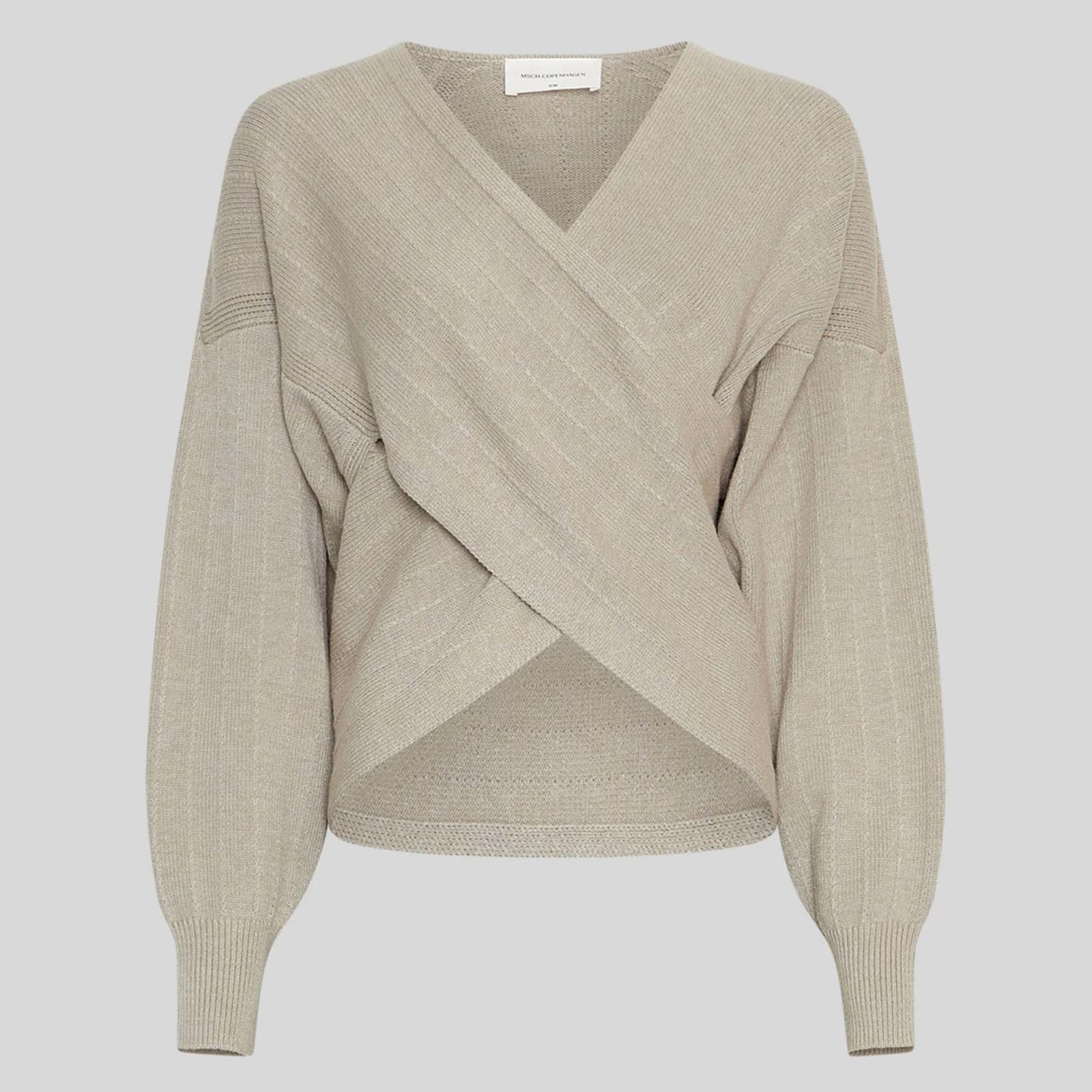 MSCHZine Rachelle Wrap Pullover warm light grey melange - Image 2