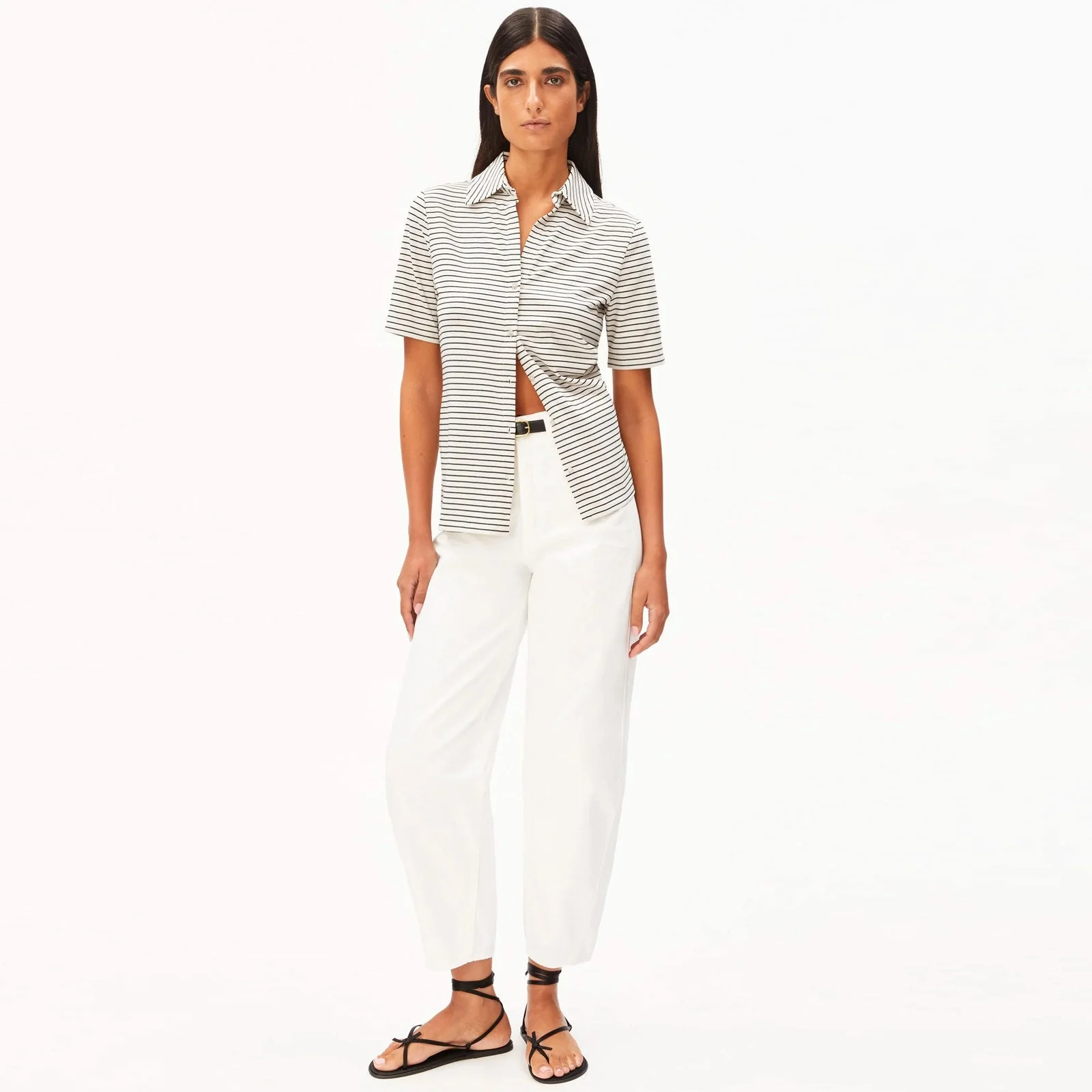 Nalitaa Stripe Blouse oatmilk-black - Image 3