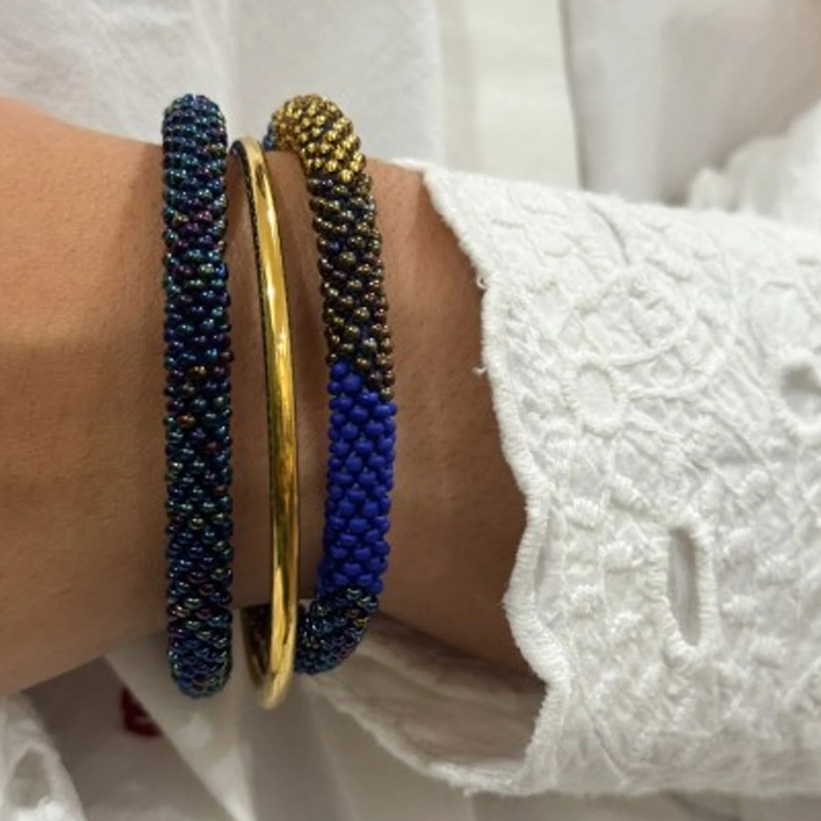 Nepalese Bracelet blue rainbow B44 - Image 2