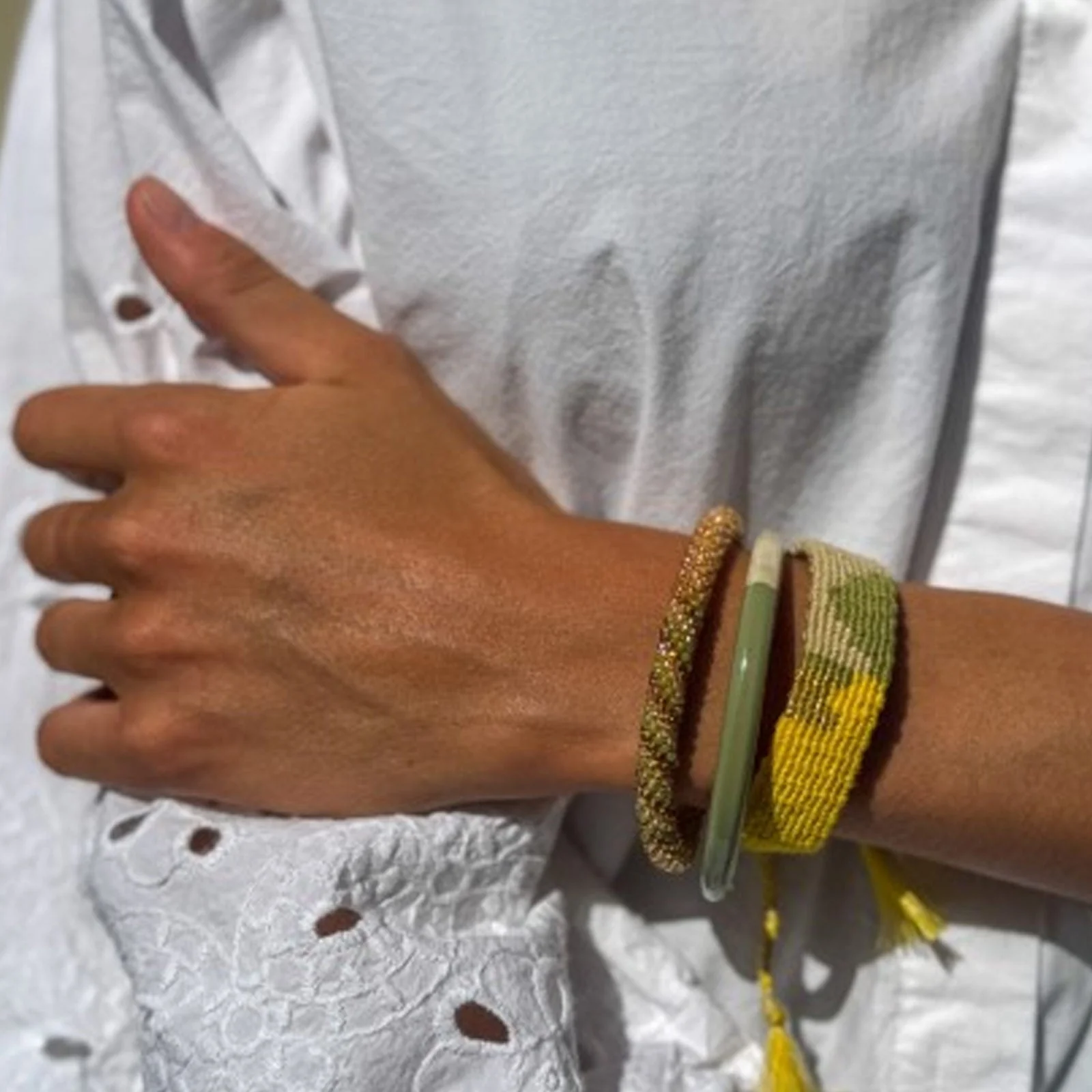 Nepalese Bracelet champagne/pistachio B02 - Image 3
