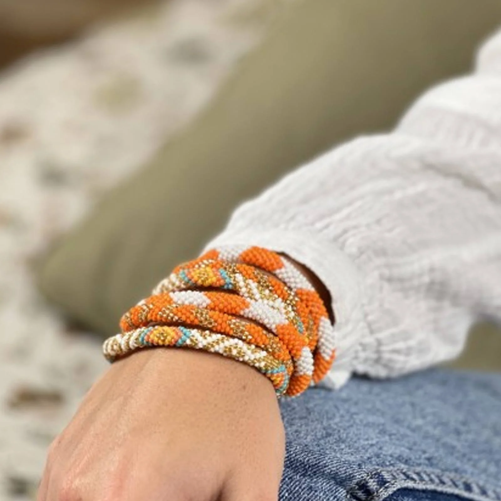 Nepalese Bracelet orange/gold A20 - Image 2
