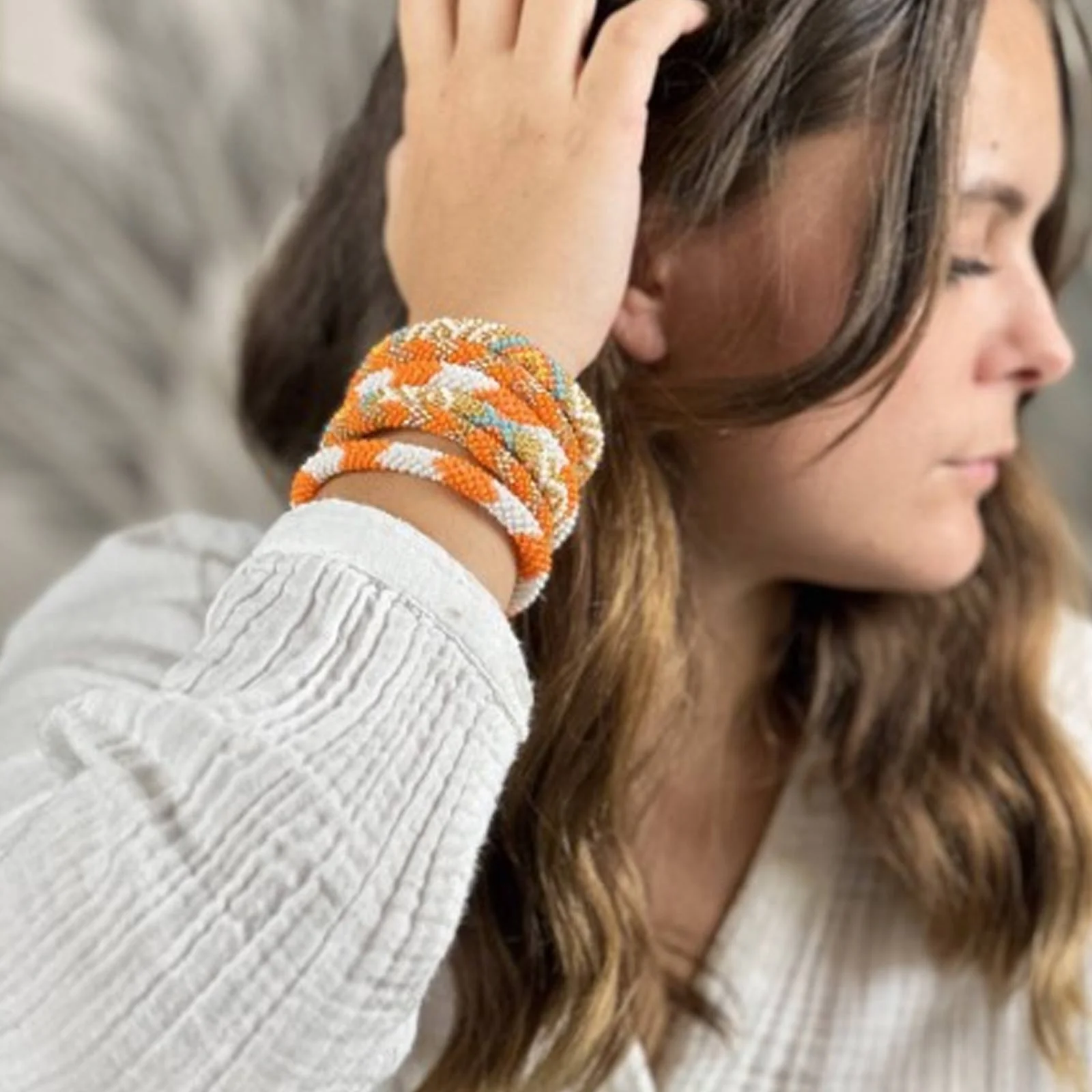 Nepalese Bracelet orange/gold A20 - Image 3