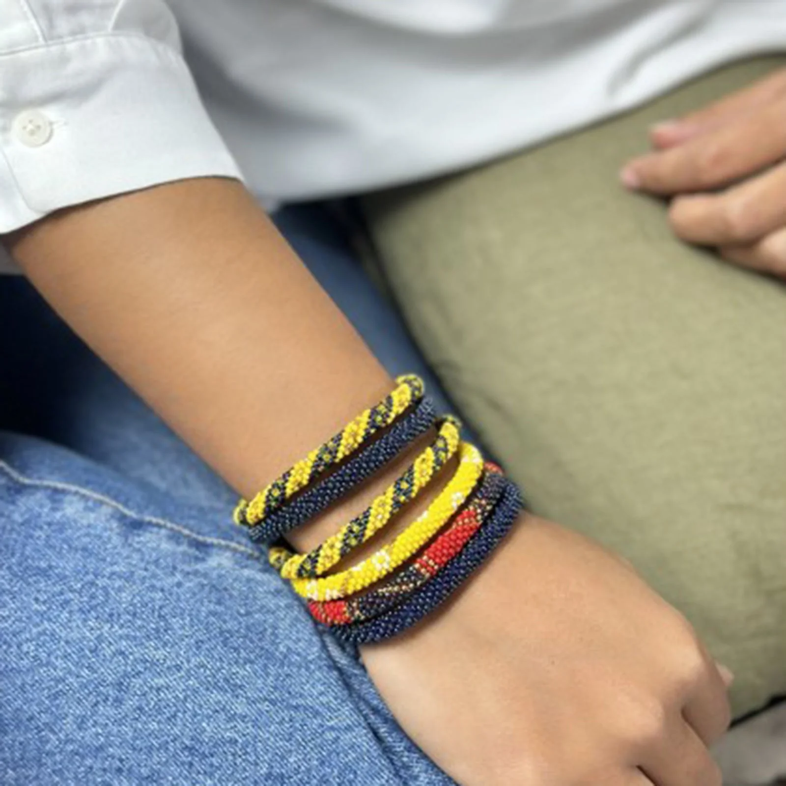 Nepalese Bracelet yellow/blue B124 - Image 2