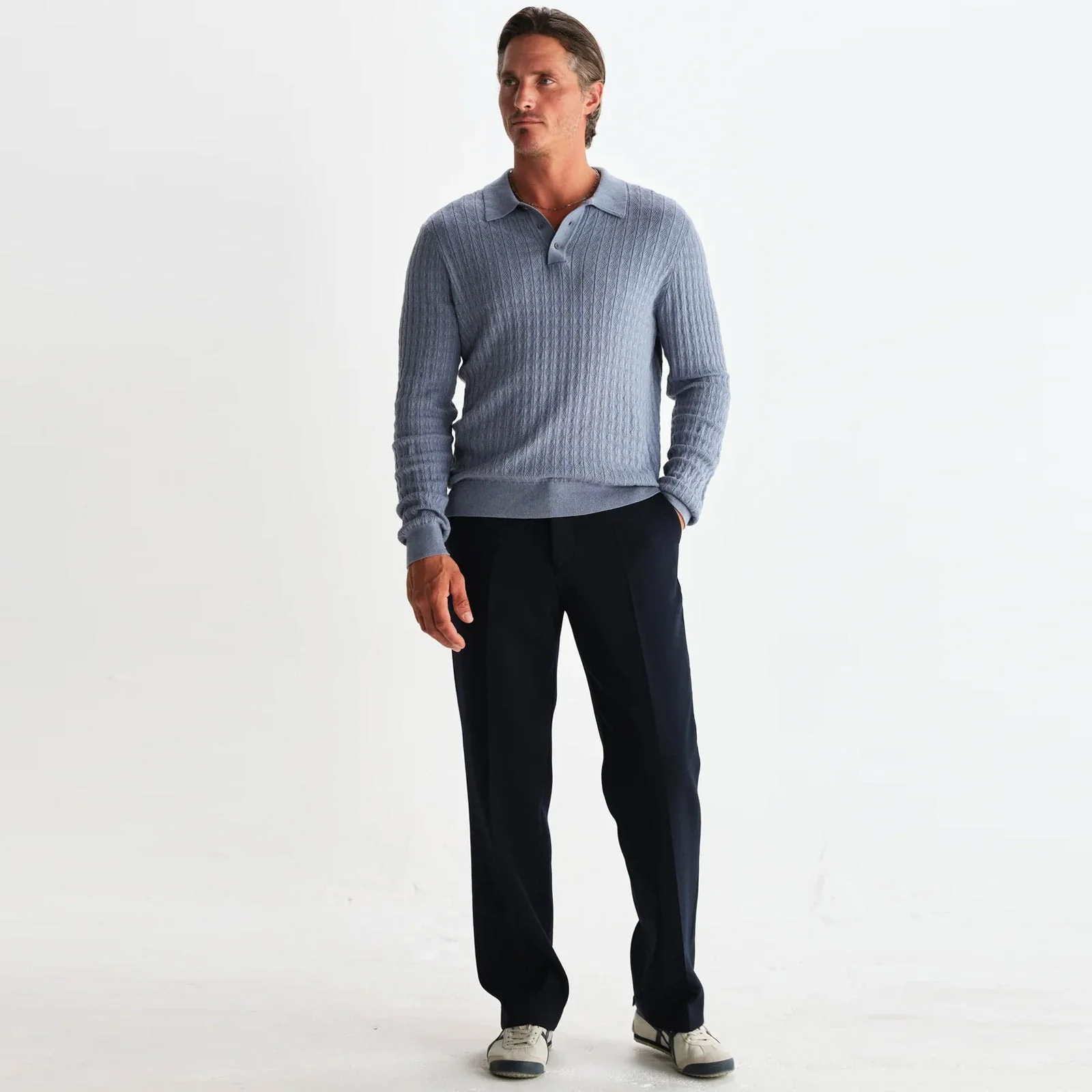 Oban Polo Diamond Stripe grey blue - Image 3