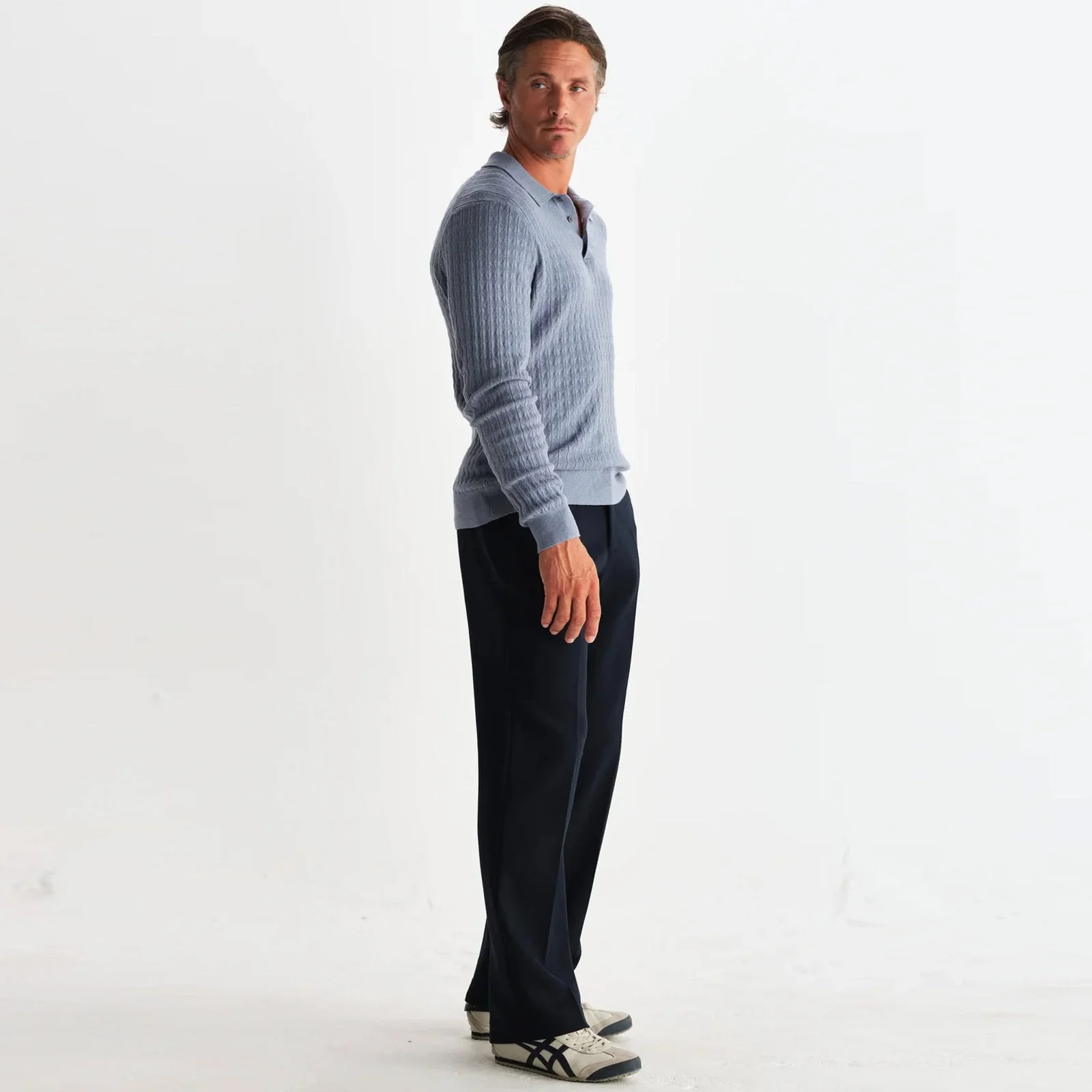 Oban Polo Diamond Stripe grey blue - Image 4