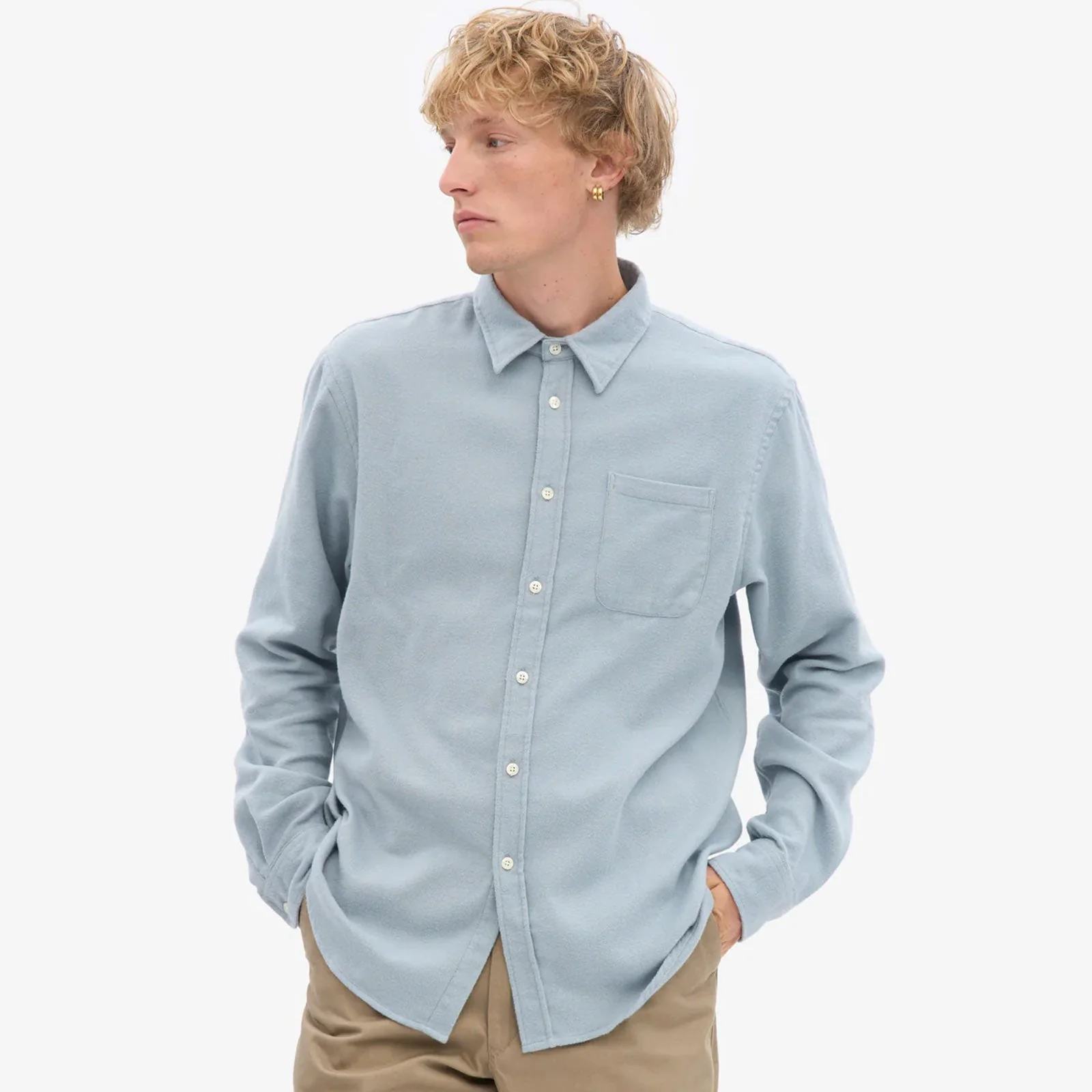 Organic Flannel Shirt steel blue