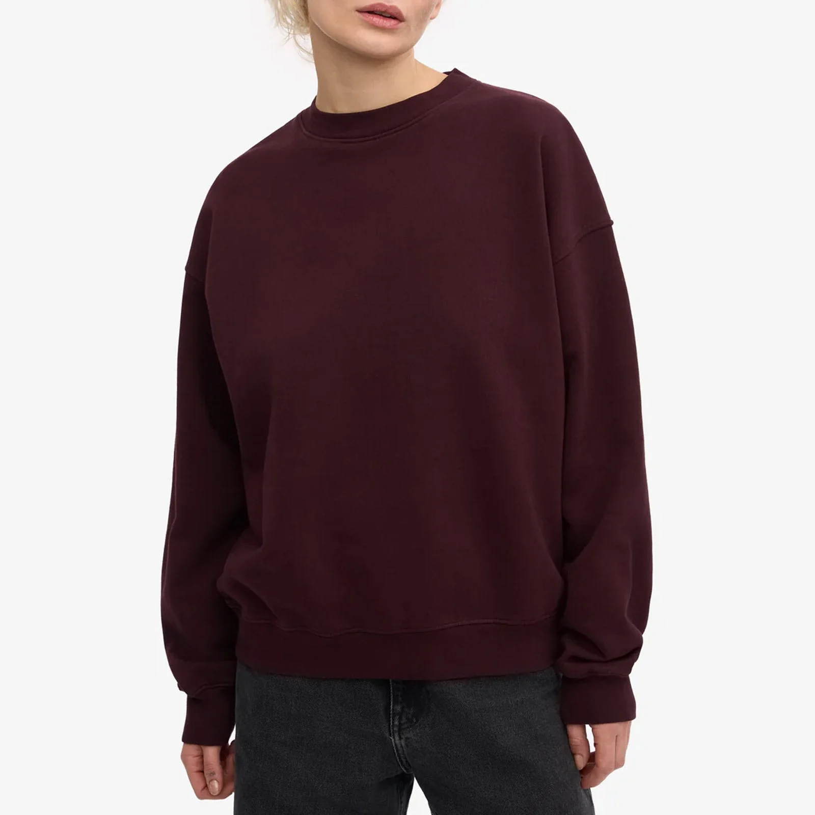 Organic Oversized Crew oxblood red