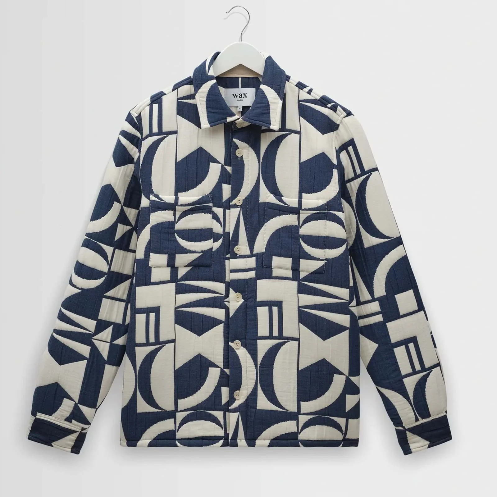 Otto Overshirt Geo Block Quilt blue/ecru - Image 5