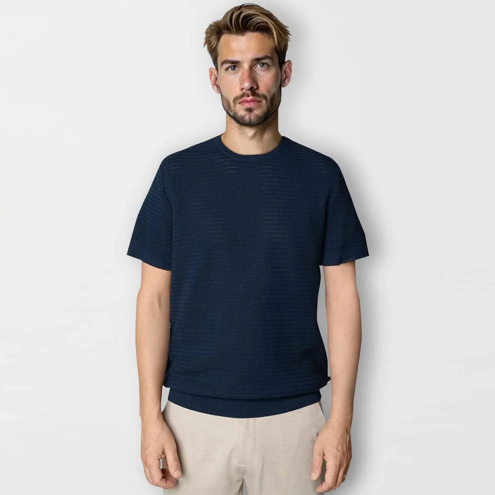 Owen Knitted T-Shirt navy