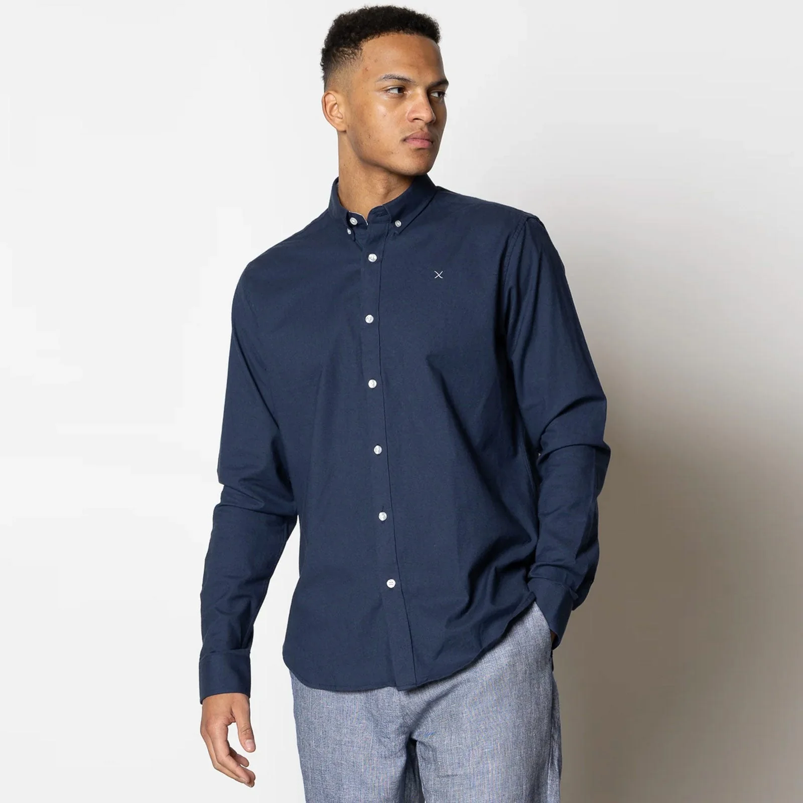 Oxford Stretch Plain Shirt navy