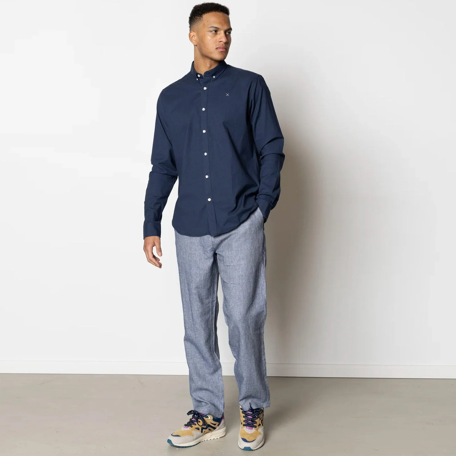 Oxford Stretch Plain Shirt navy - Image 3