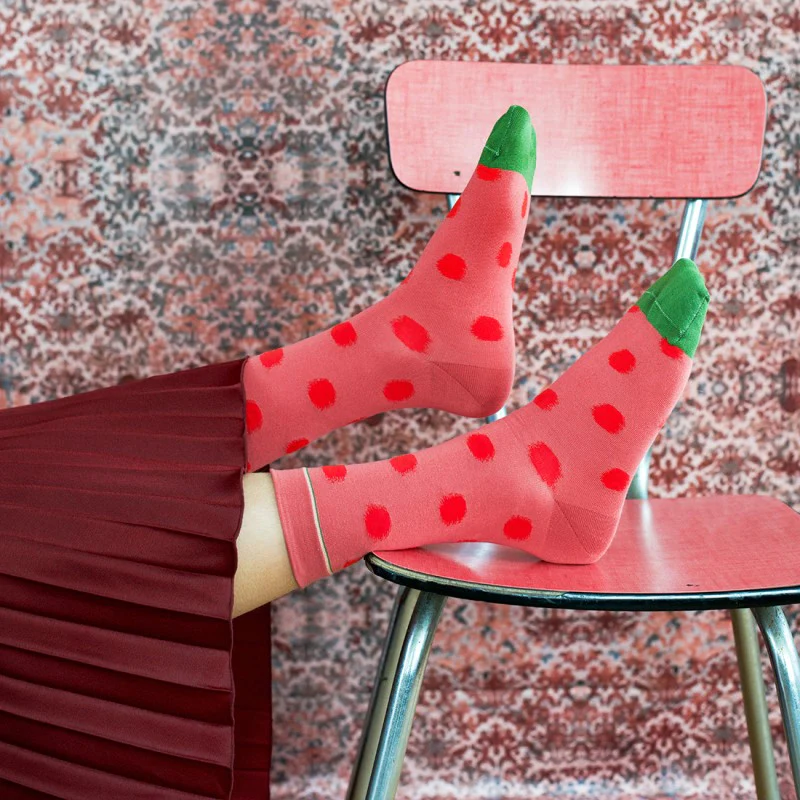 Pois rouge fané Socks CU601 - Image 2