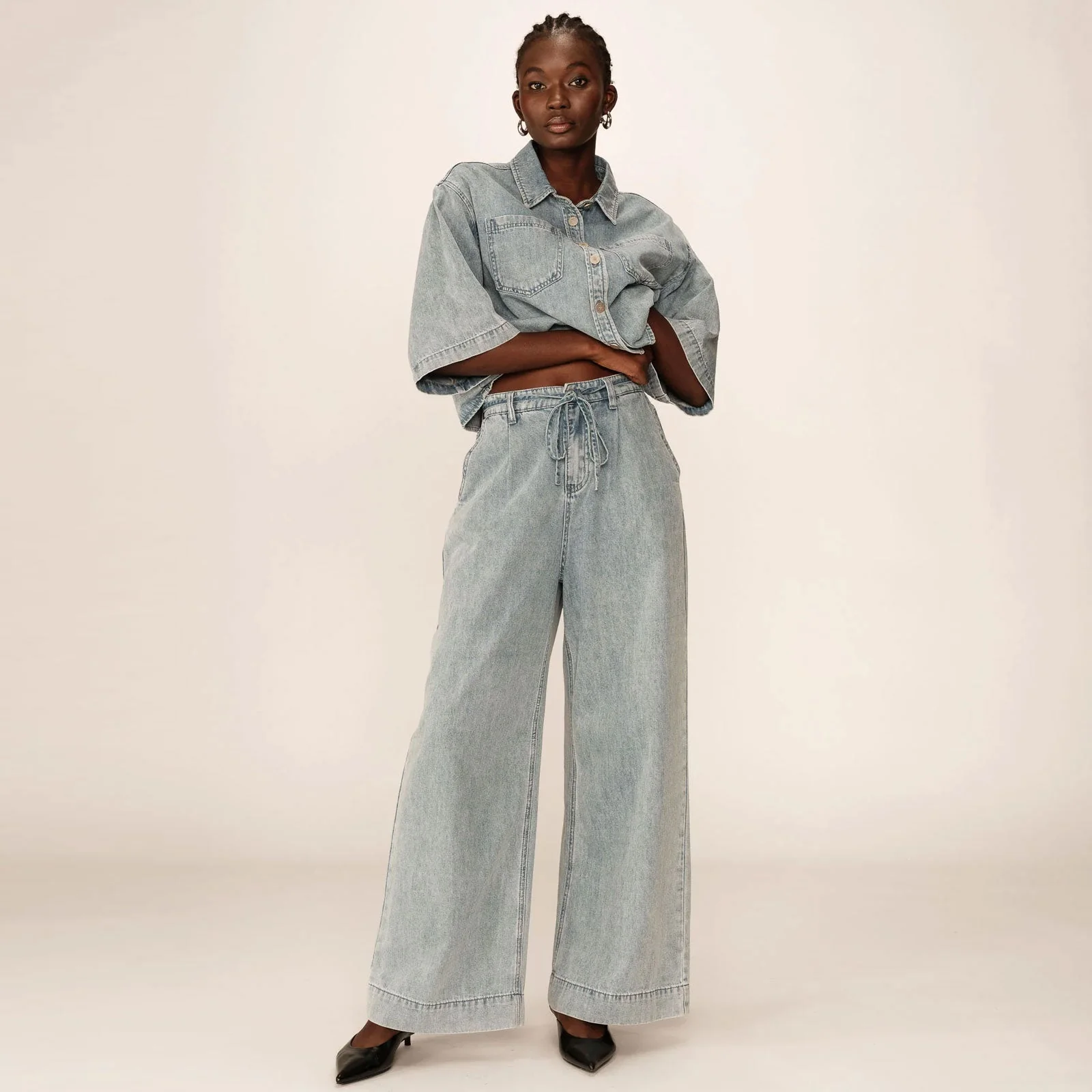 Pompon Baggy jeans sky blue - Image 3