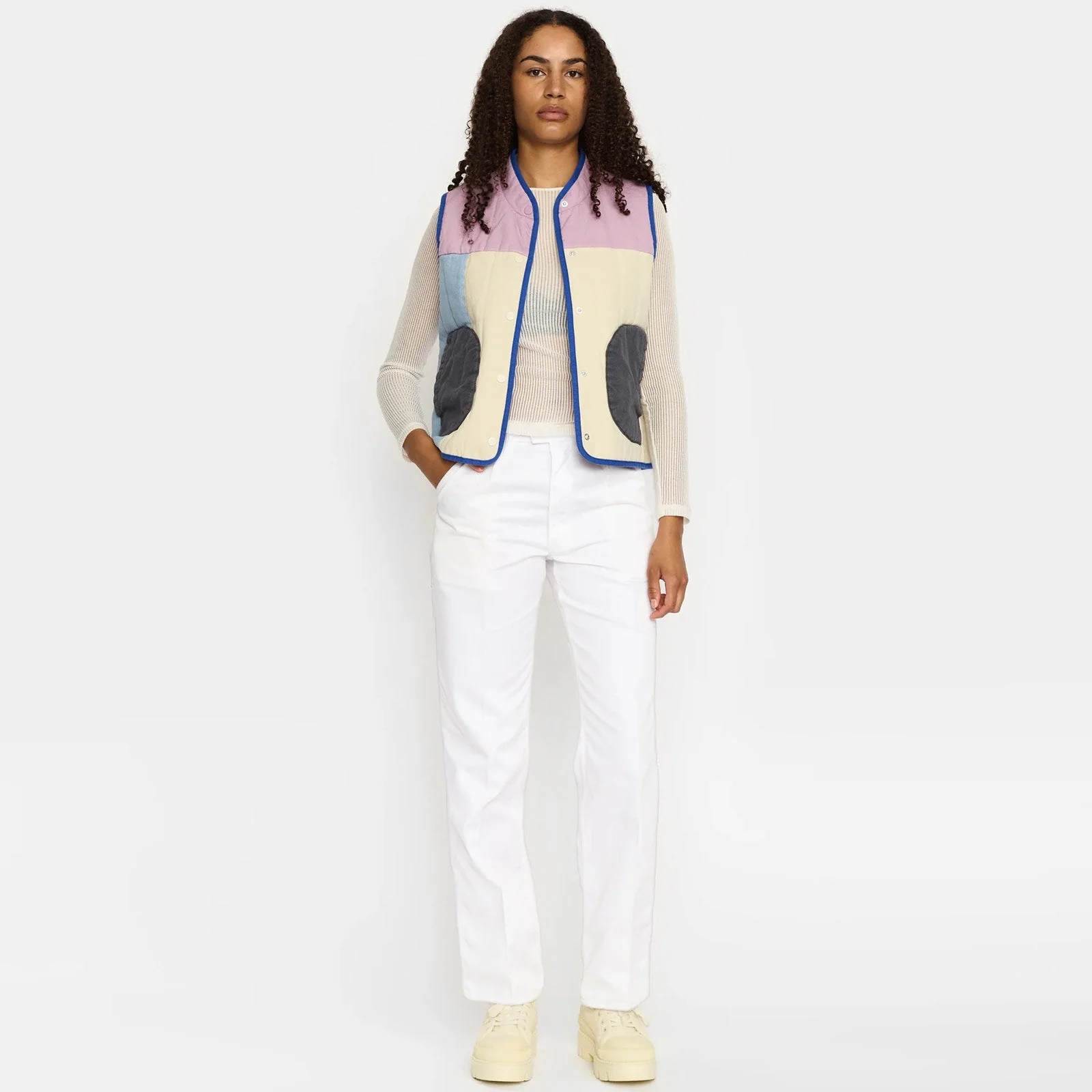 Quilted Patchwork Vest light purple - Image 3