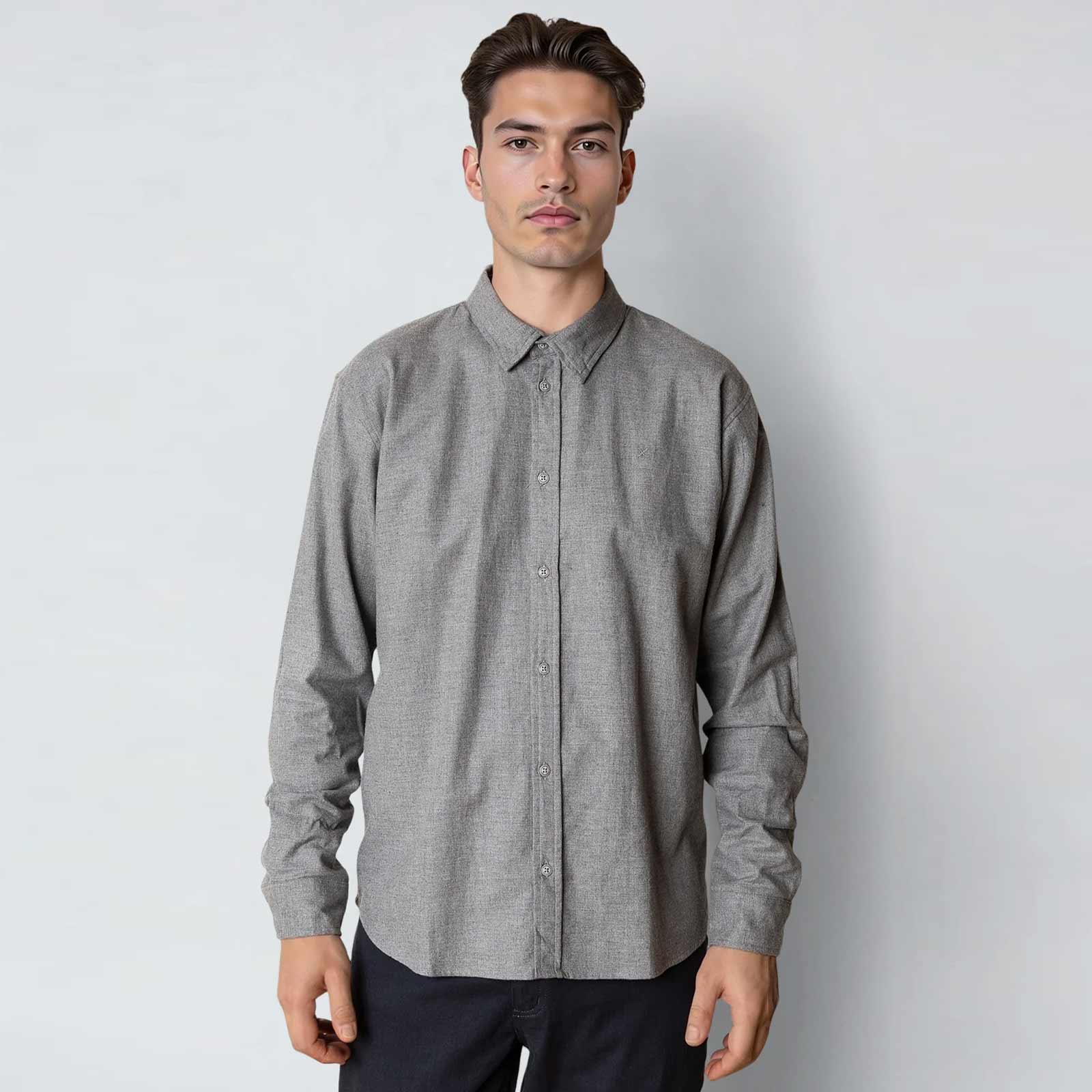 Russel Flannel Shirt dark grey melange