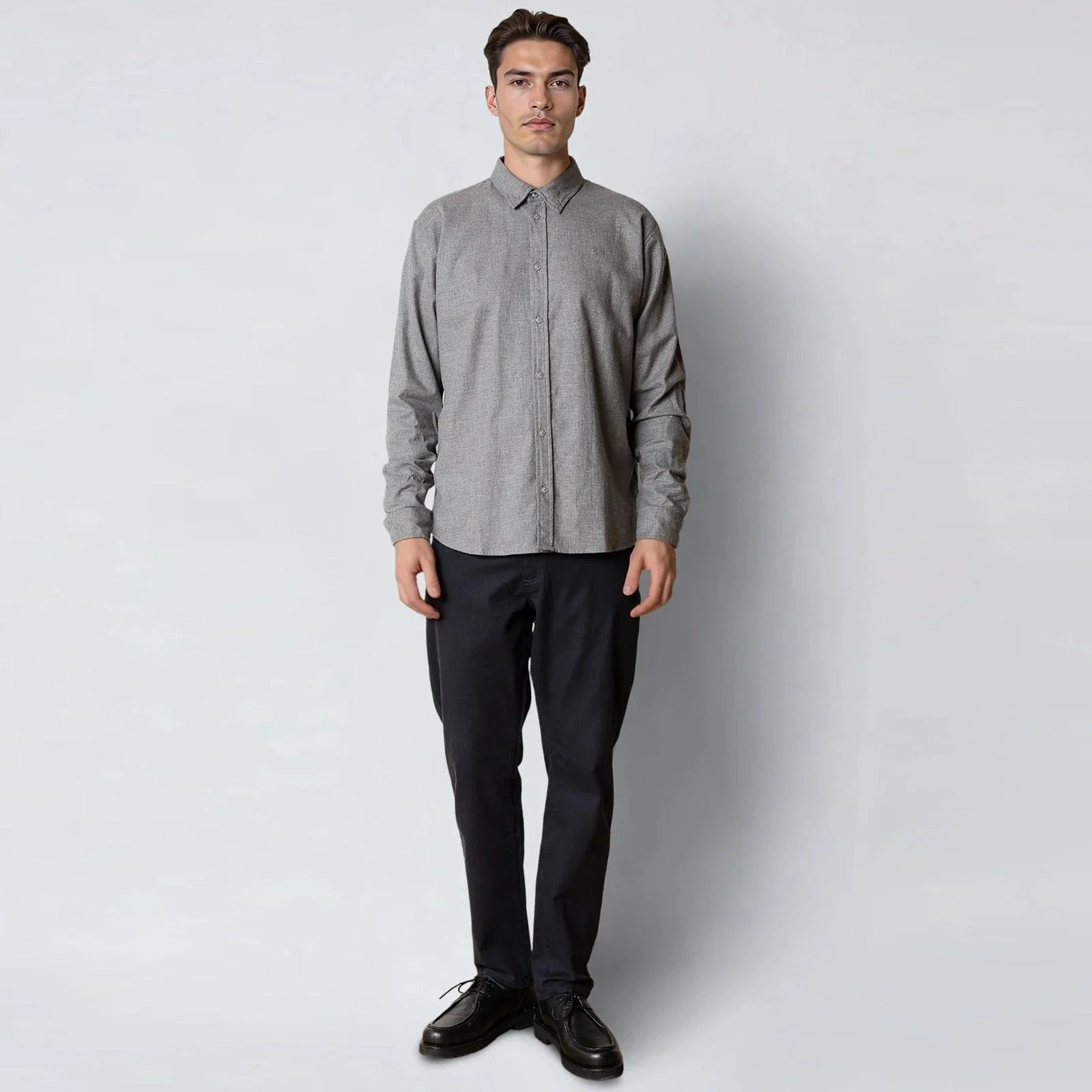 Russel Flannel Shirt dark grey melange - Image 3