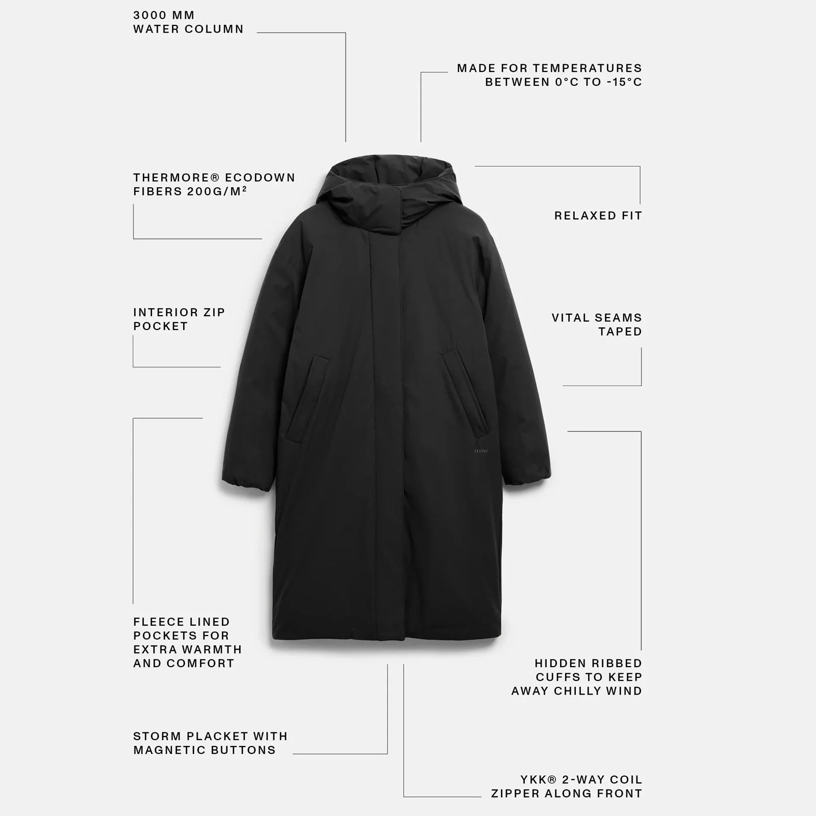 Saira Cold Winter Parka black - Image 6