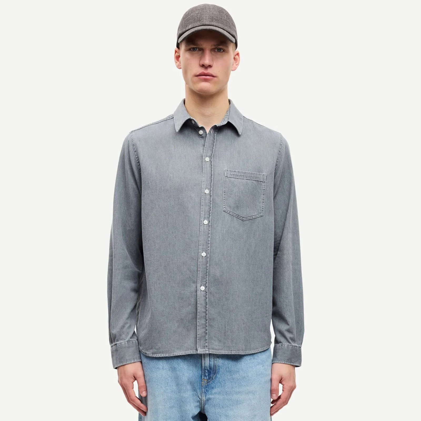 Saryan P Shirt 15248 light grey chambray
