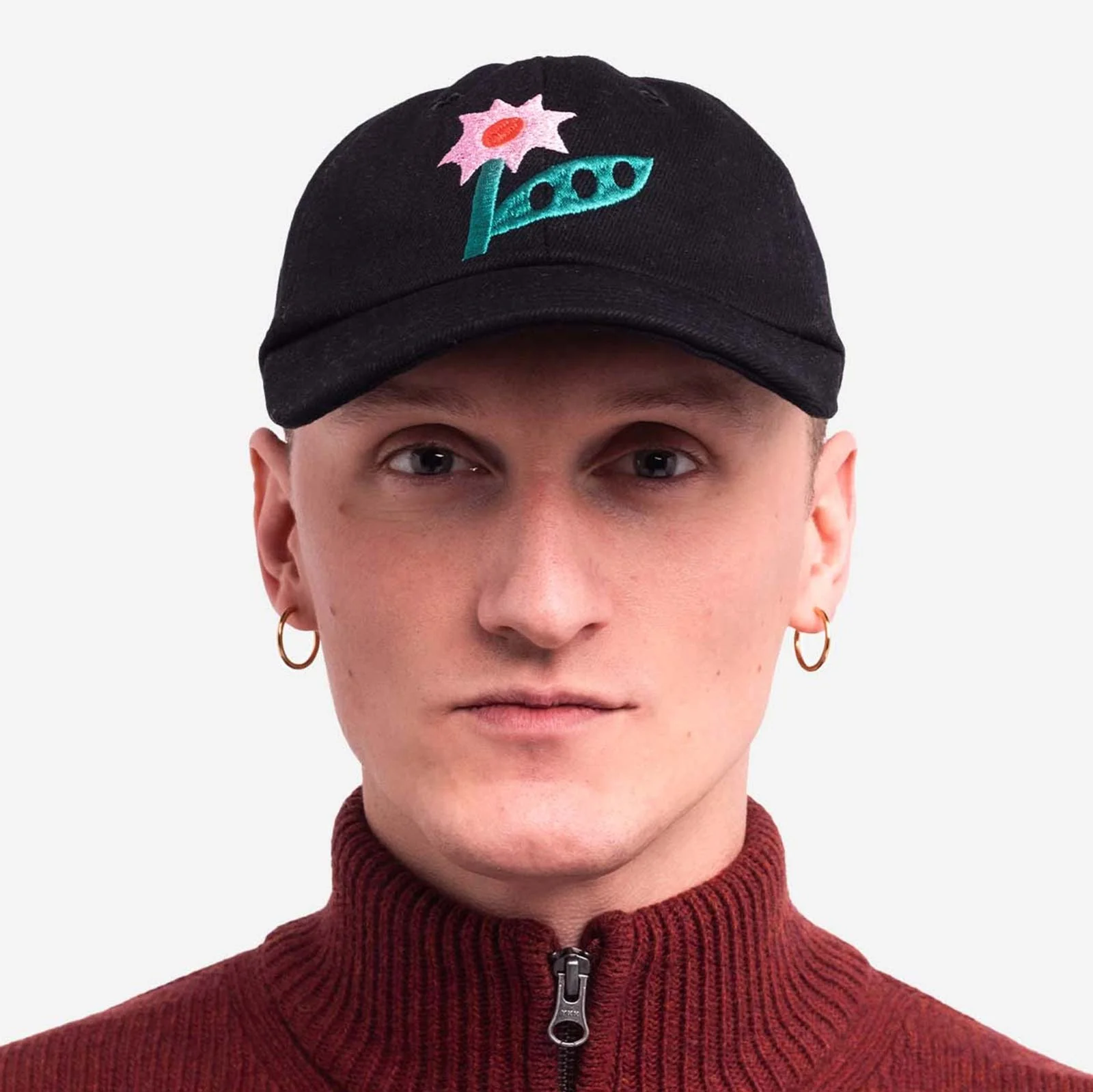Six Pannel Flowering Cap black denim