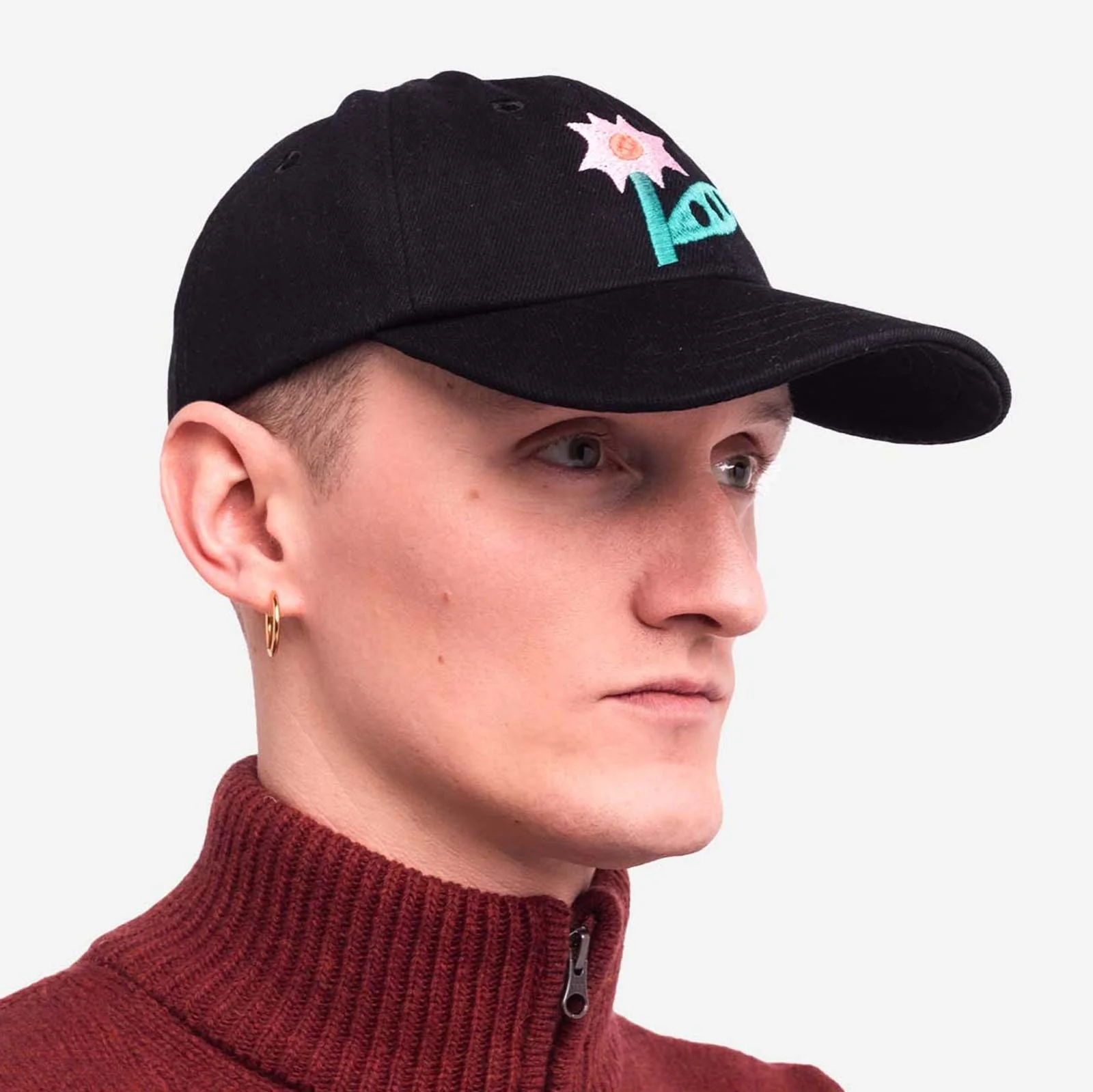 Six Pannel Flowering Cap black denim - Image 2