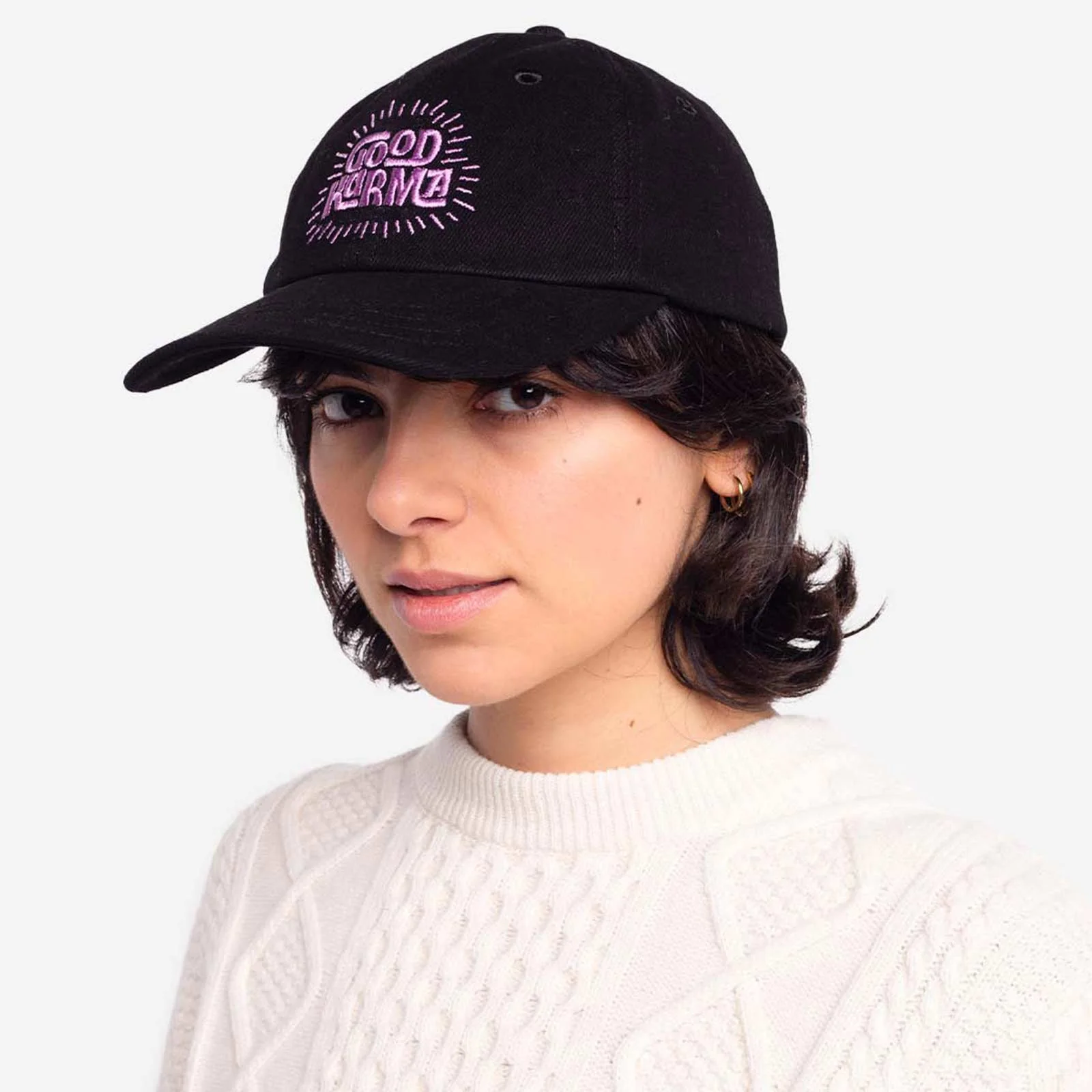 Six Pannel Good Karma Cap black denim - Image 2