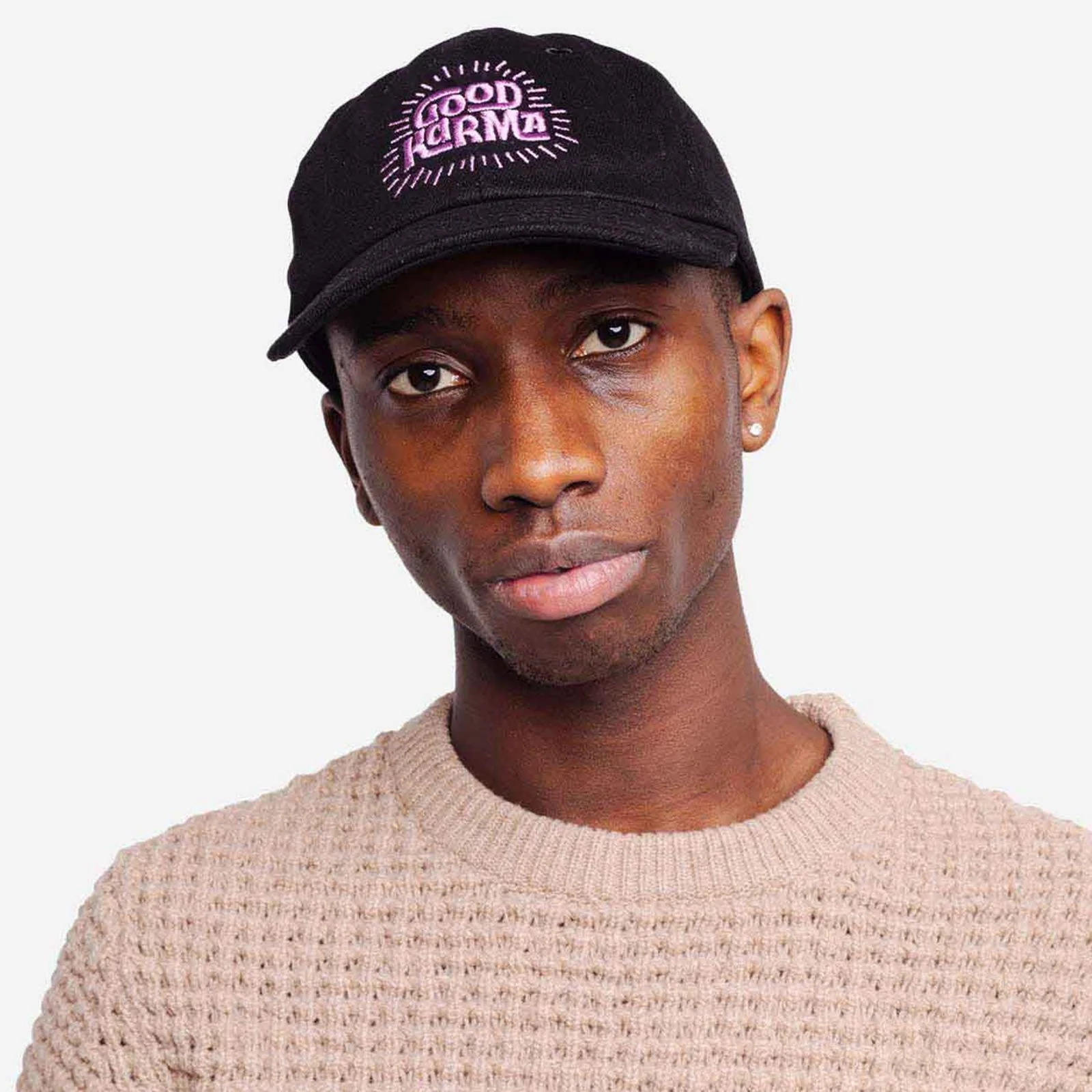 Six Pannel Good Karma Cap black denim - Image 3