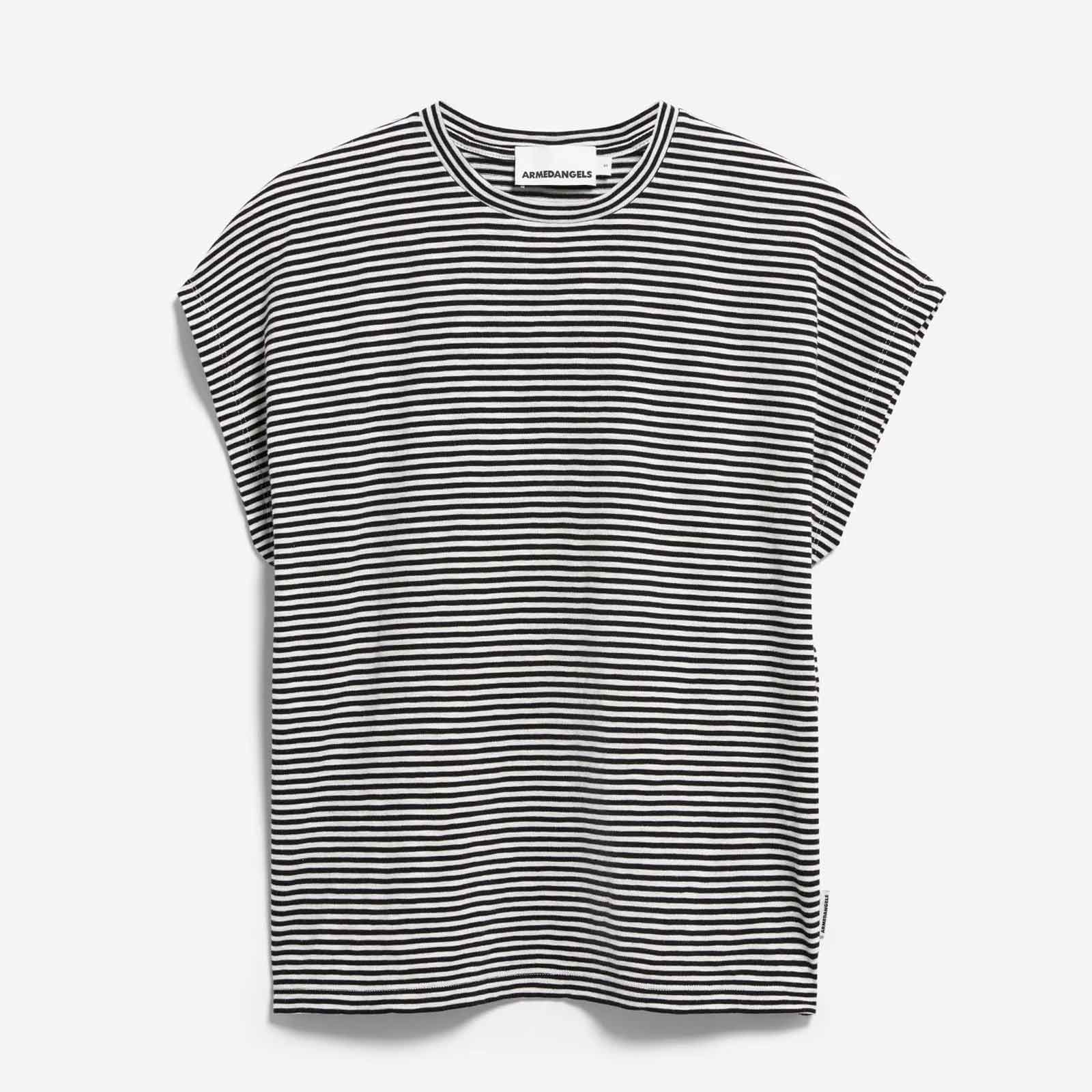 Slub Jersey Stripe Tee black/oatmilk - Image 4