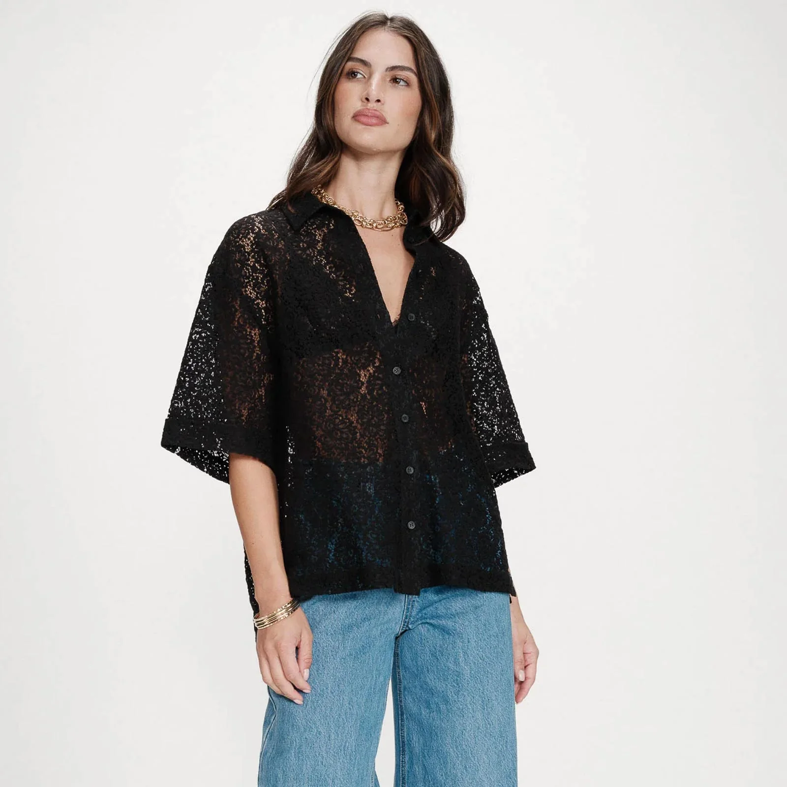 Straight Lace Shirt Vendel noir