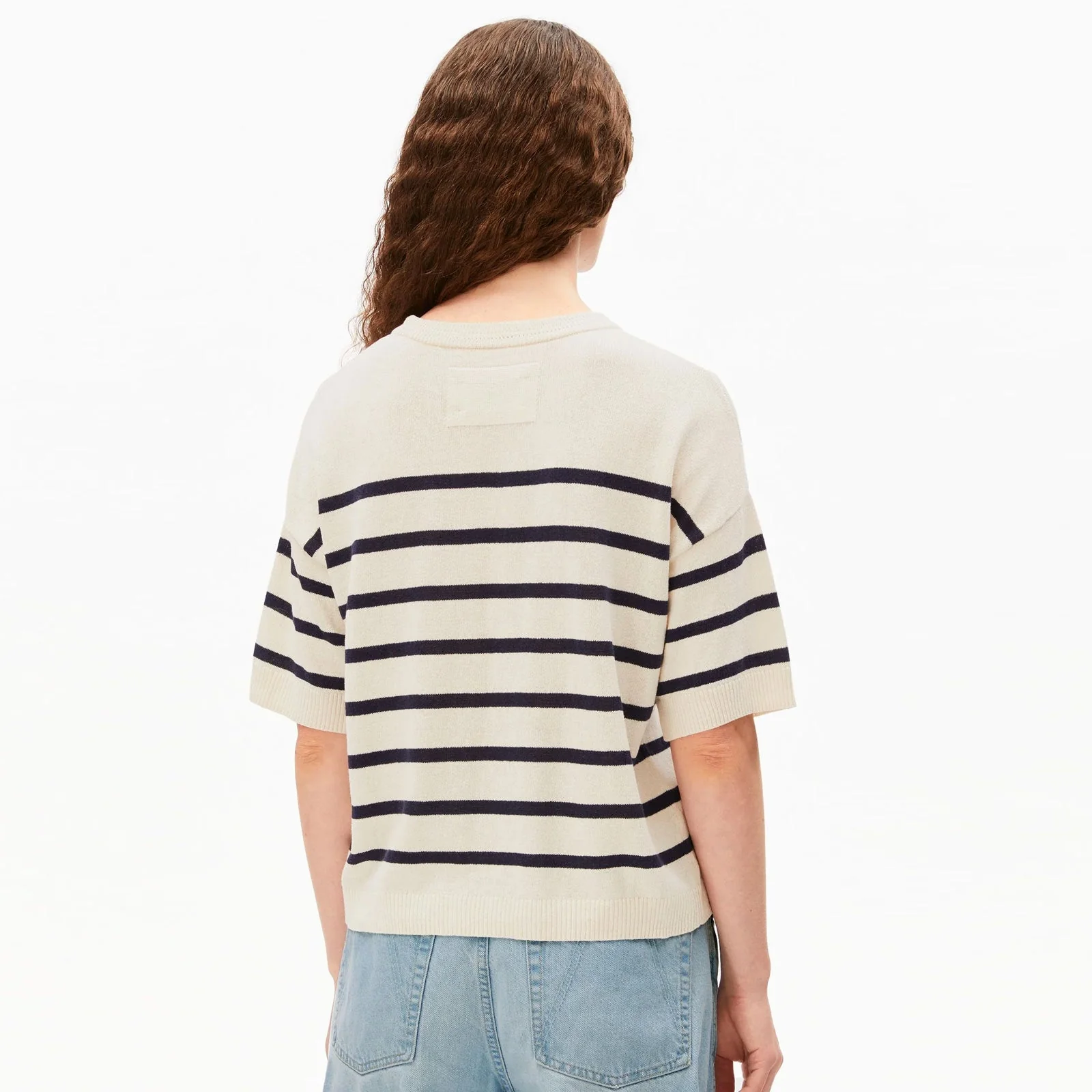 Stripe Linen Blend Sweater undyed tinted navy - Image 2