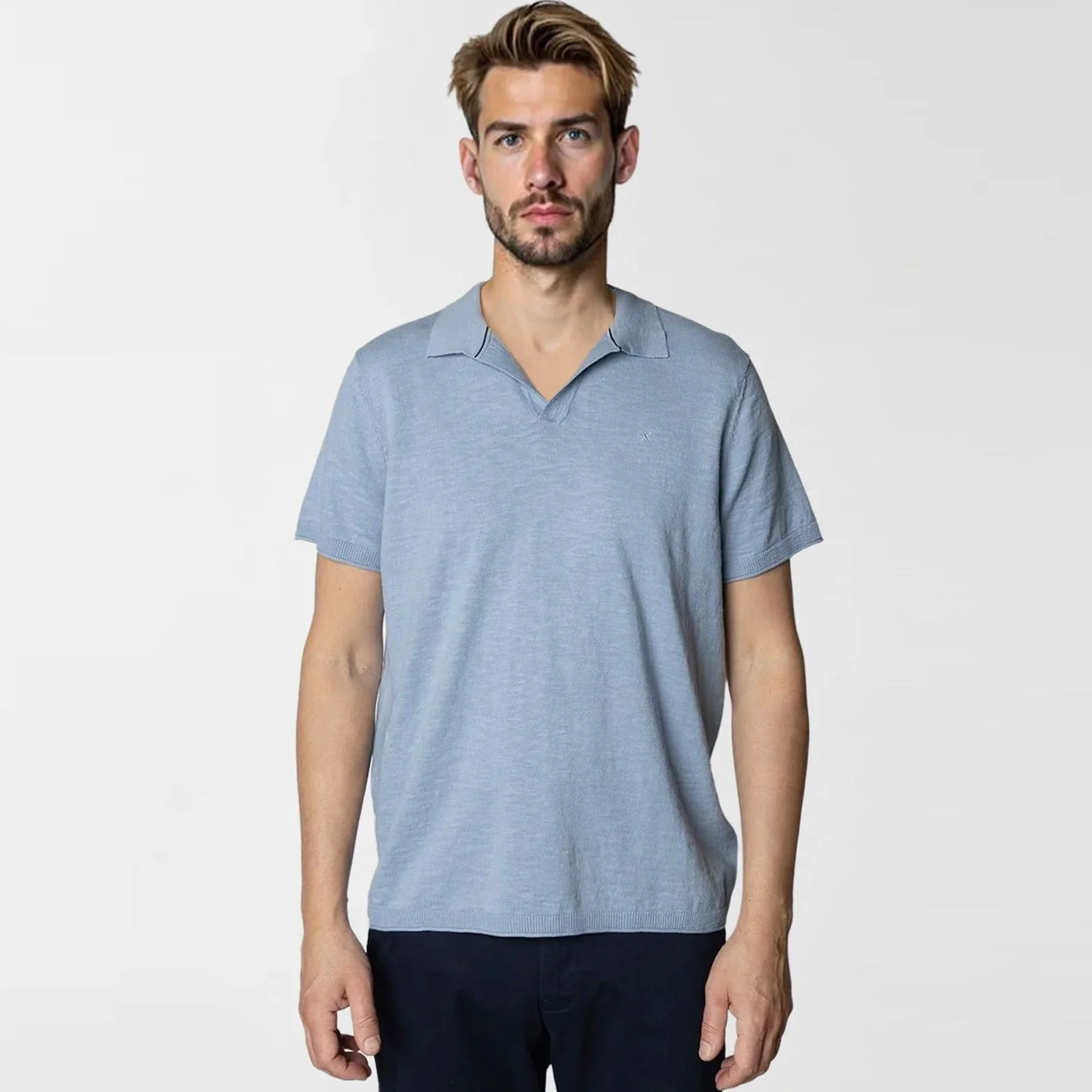 Thomas Knitted Polo T-Shirt light blue