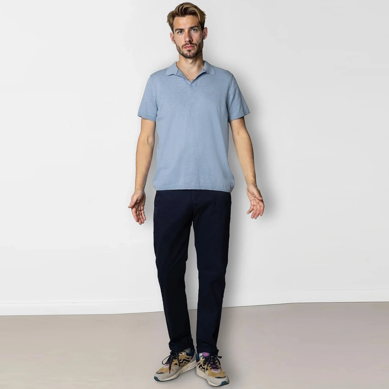 Thomas Knitted Polo T-Shirt light blue - Image 3