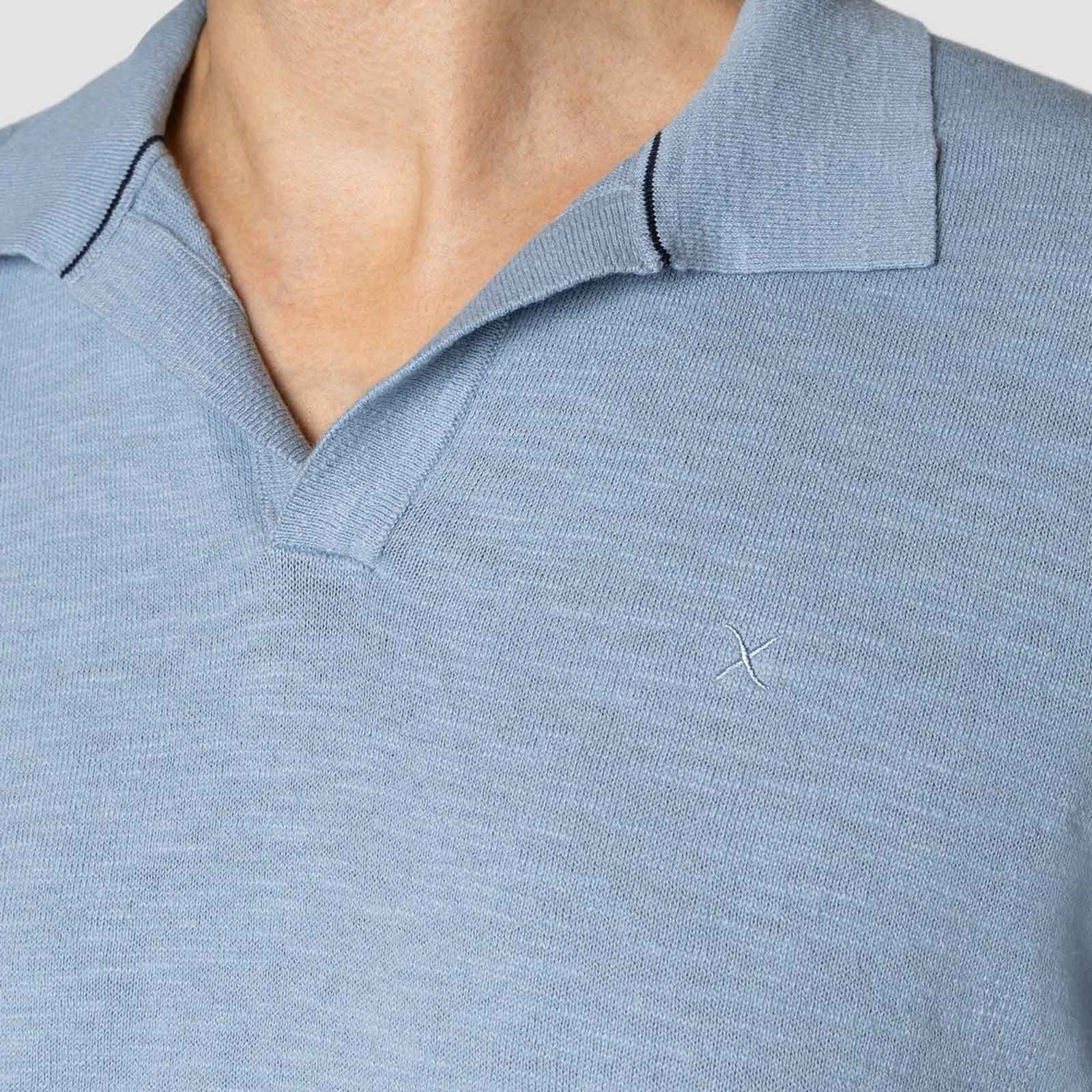 Thomas Knitted Polo T-Shirt light blue - Image 4