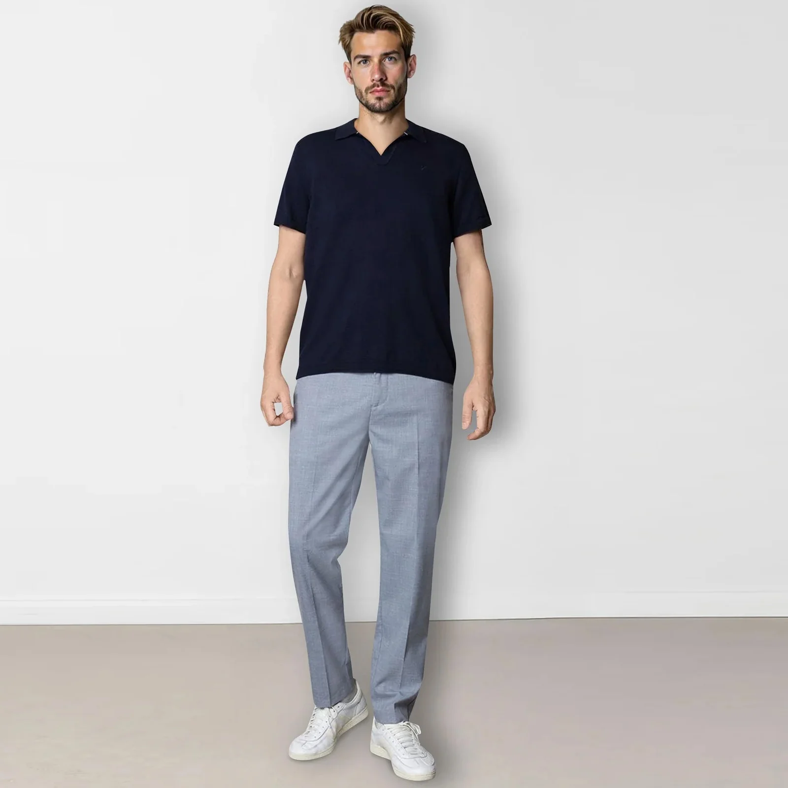 Thomas Knitted Polo T-Shirt navy - Image 3