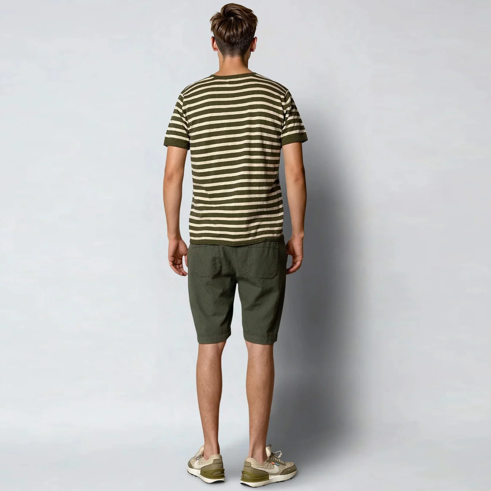 Thomas Knitted Striped T-Shirt army/ecru - Image 2
