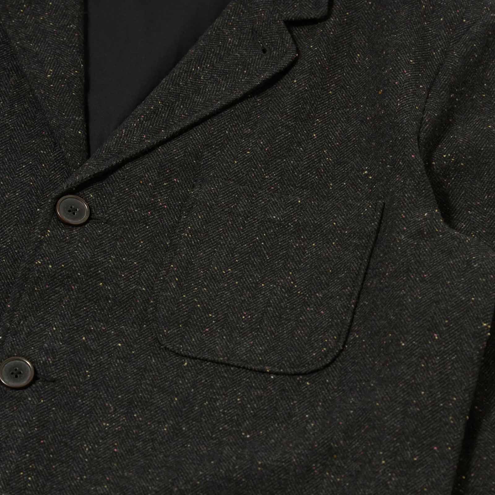 Three Button Salt n Pepper Tweed Jacket black - Image 3