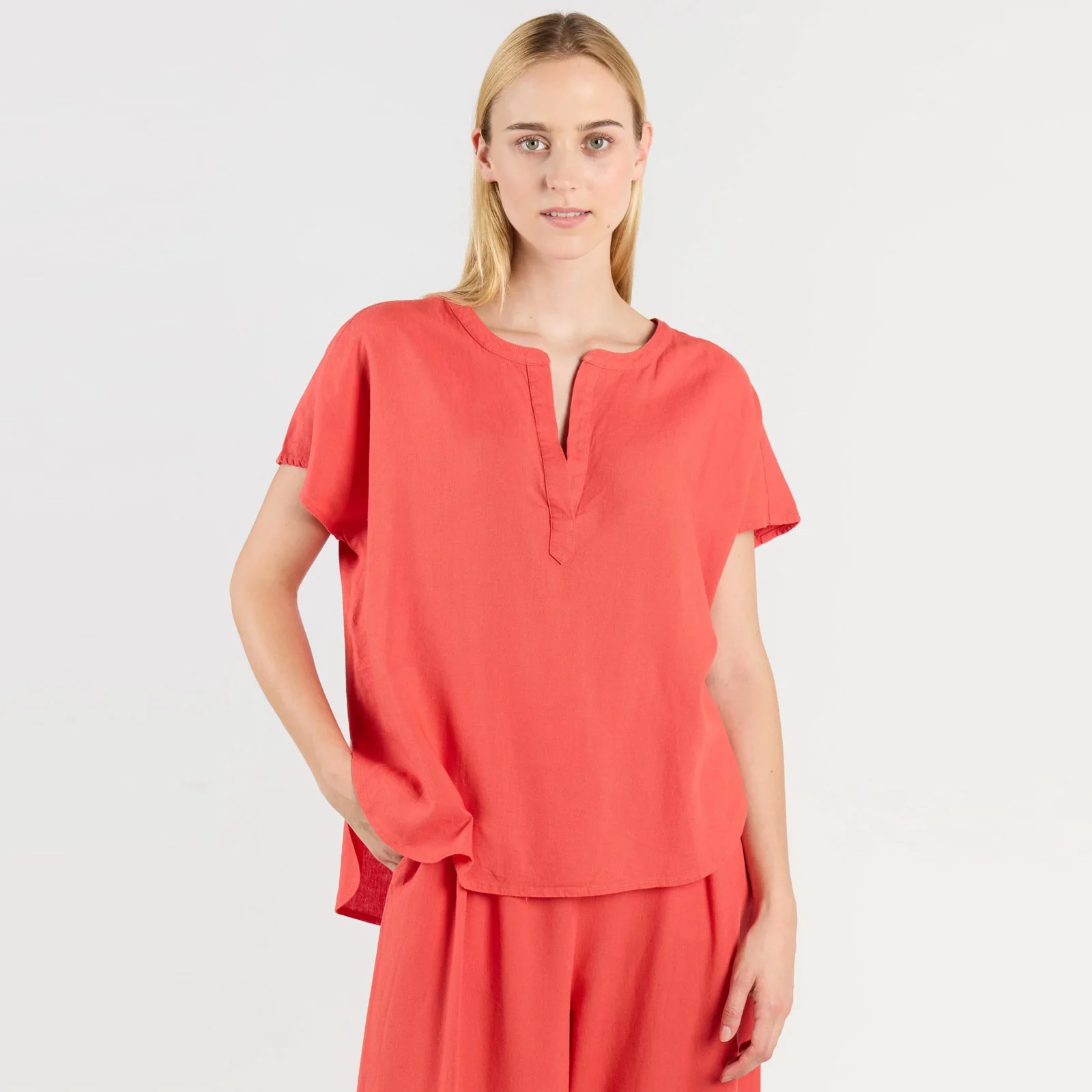 WeBea Linen Shirt coral
