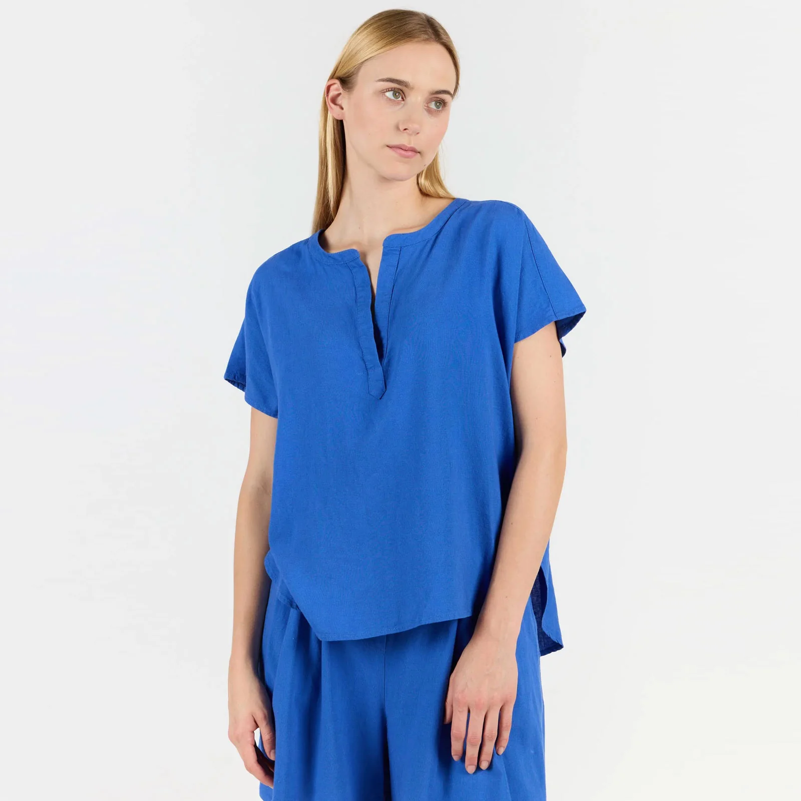WeBea Linen Shirt royal blue