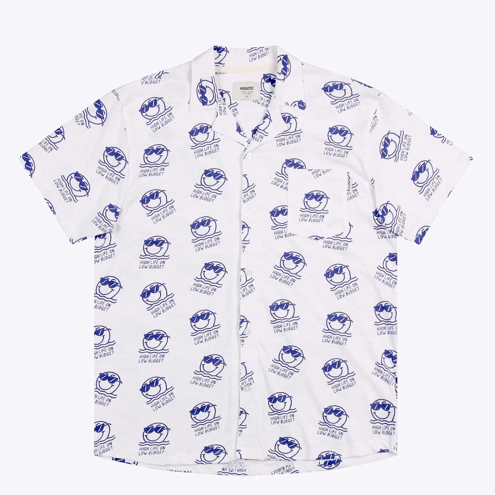WePeer Short Sleeve Shirt white-royal blue